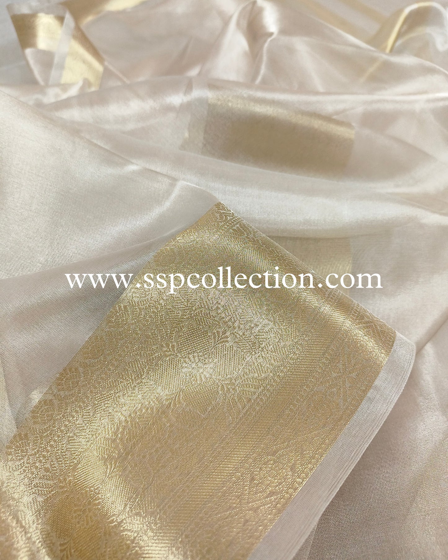 Silver Pure Tissue Silk Banarasi Saree