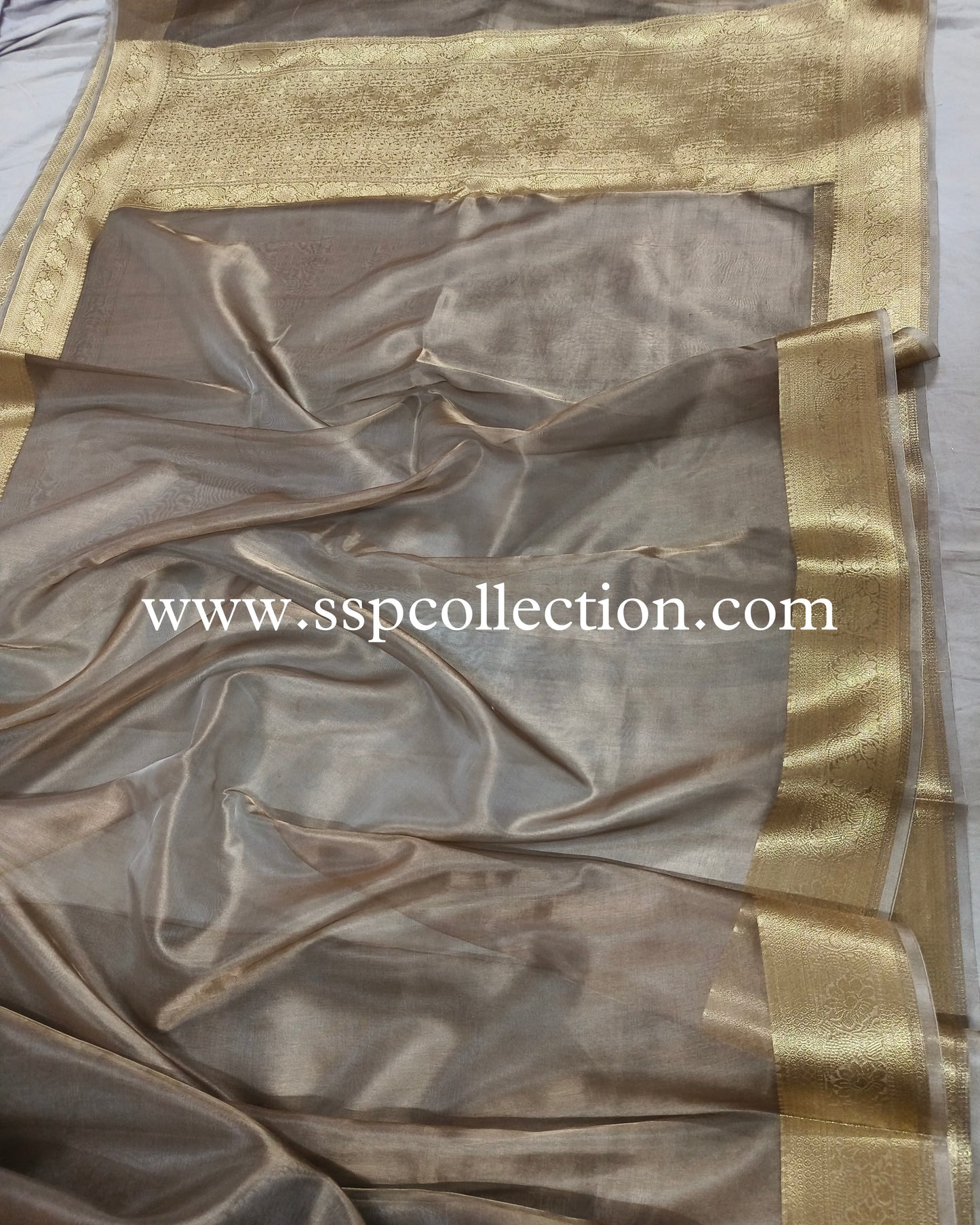 Coffee-Brown Pure Tissue Silk Banarasi Saree