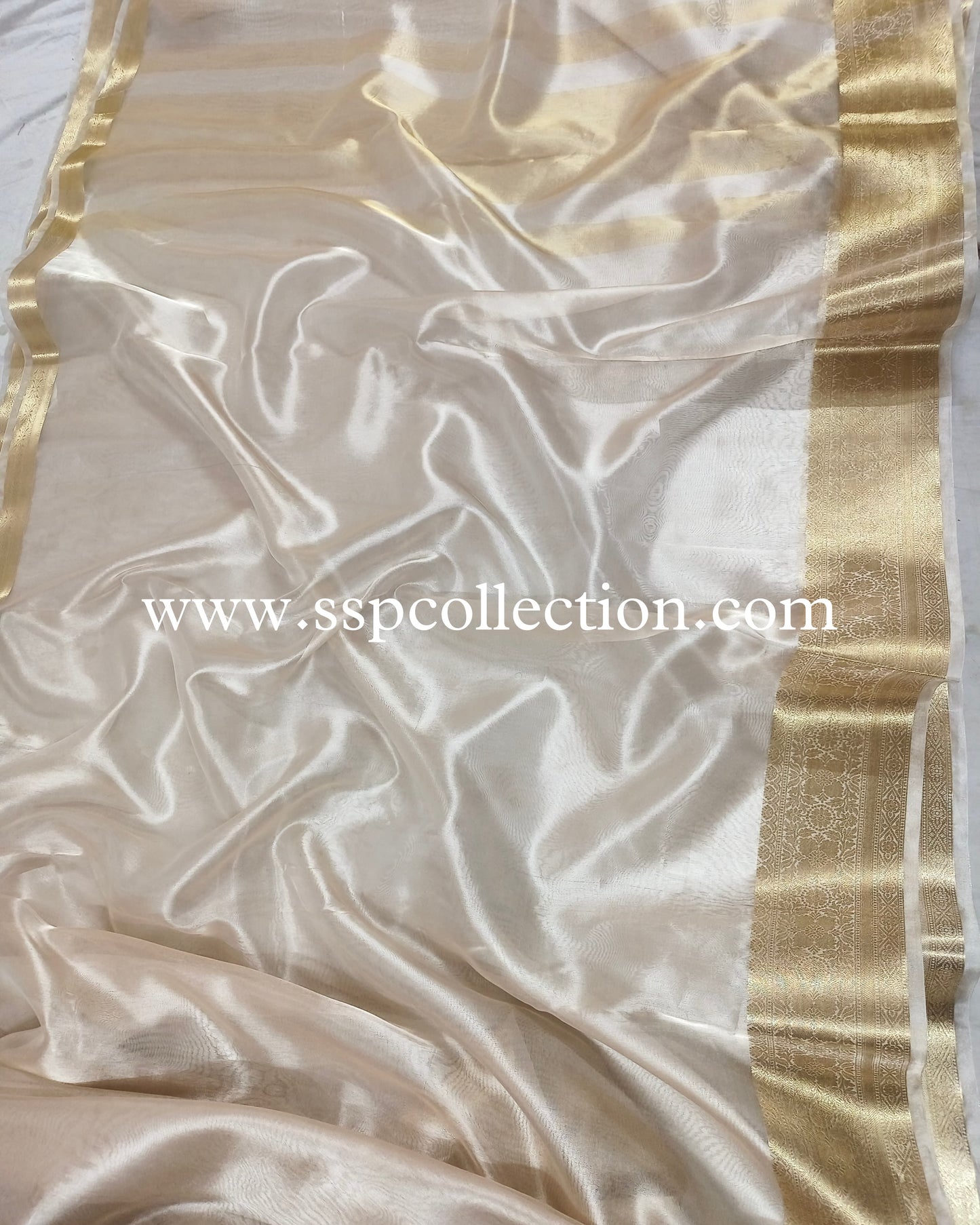 Silver Pure Tissue Silk Banarasi Saree