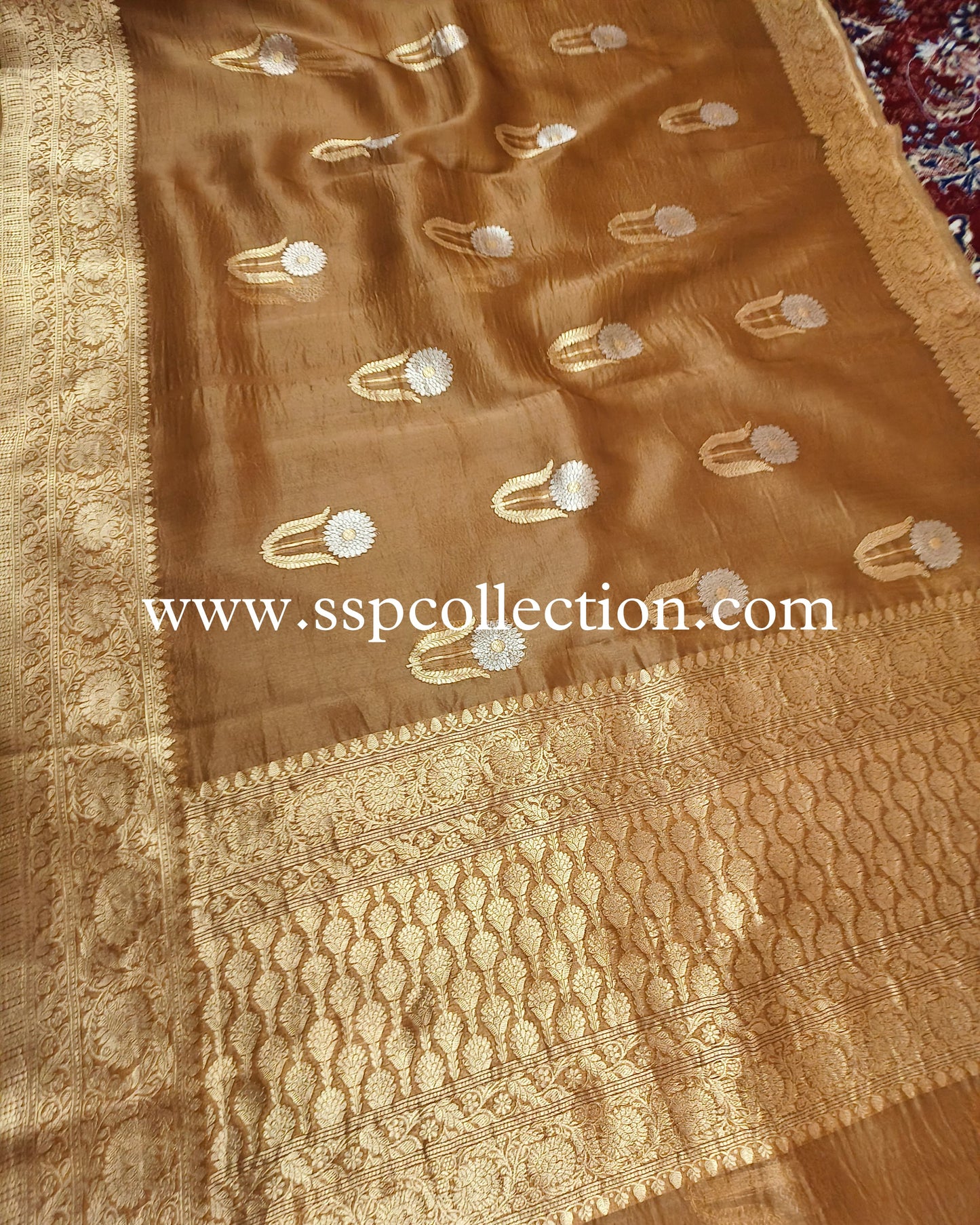 Copper-Gold Pure Kora Silk Banarasi Saree