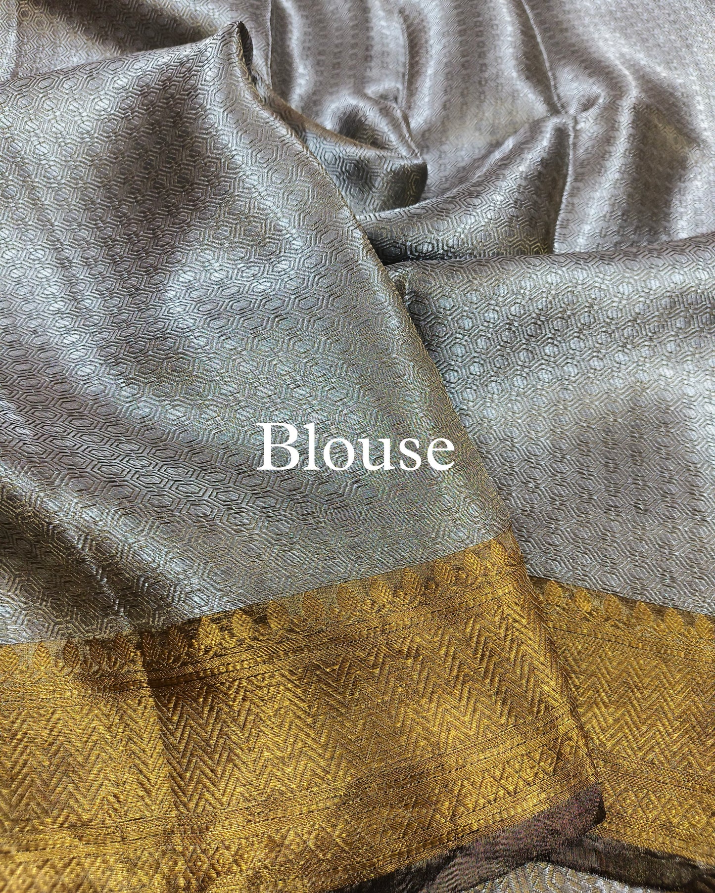 Metallic-Bronze Pure Tissue Silk Silver Tanchoi Brocade Banarasi Saree
