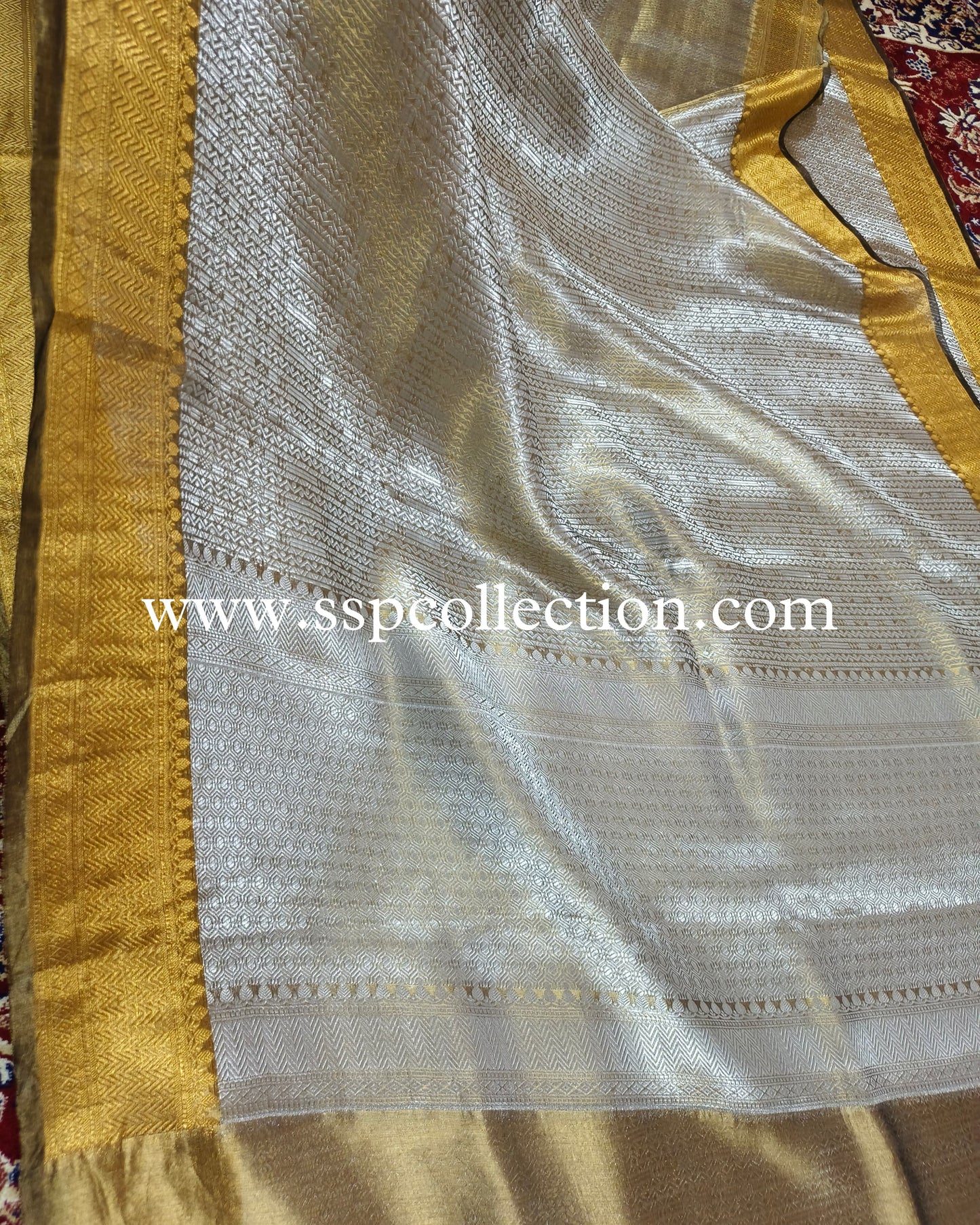 Metallic-Bronze Pure Tissue Silk Silver Tanchoi Brocade Banarasi Saree