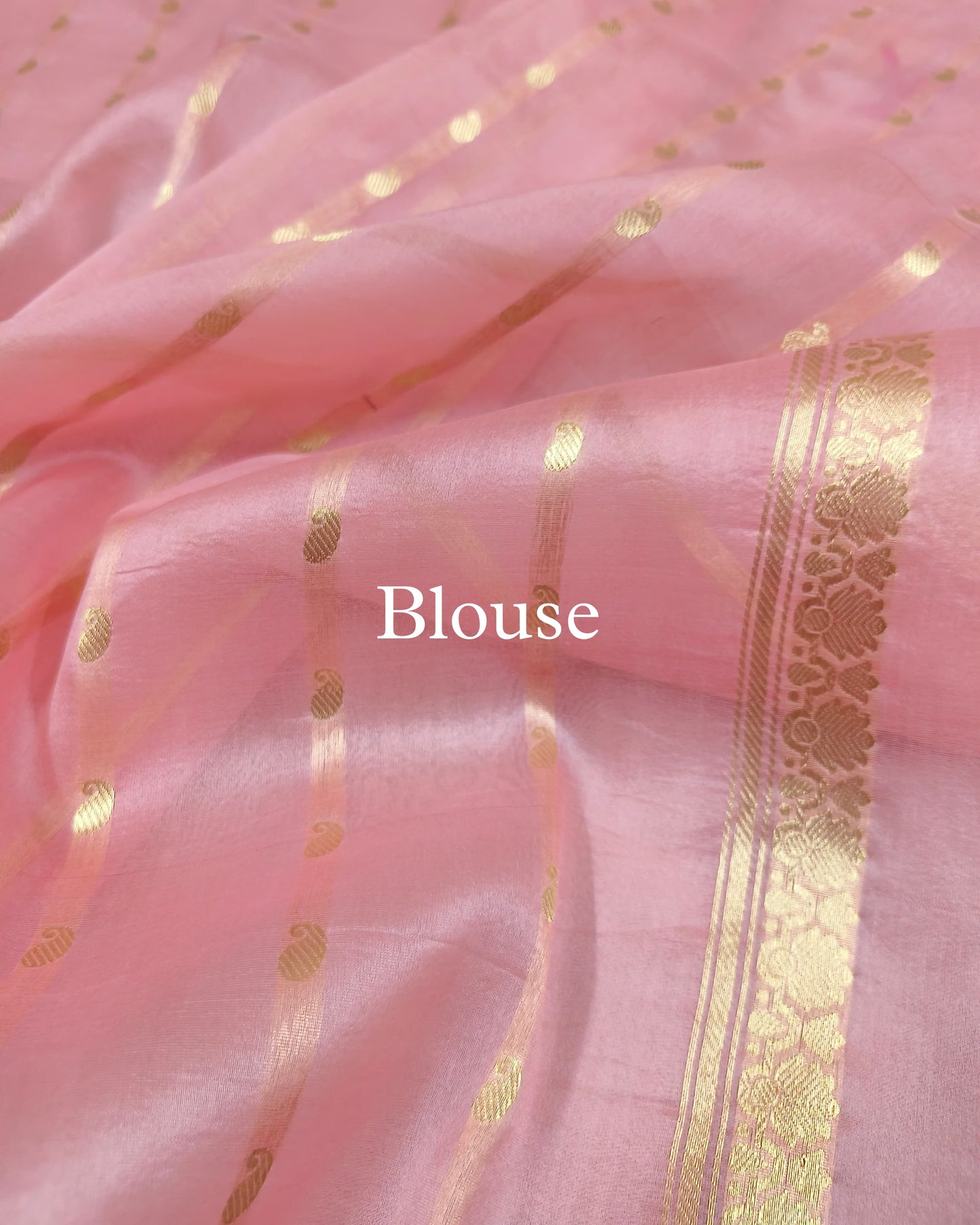Baby-Pink Pure Kora Silk Banarasi Saree