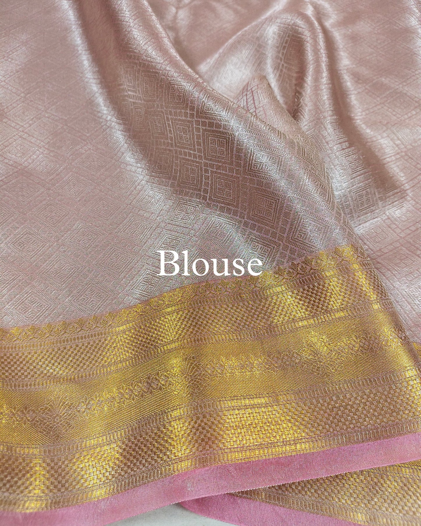 Light-Pink Pure Tissue Silk Silver Tanchoi Brocade Banarasi Saree