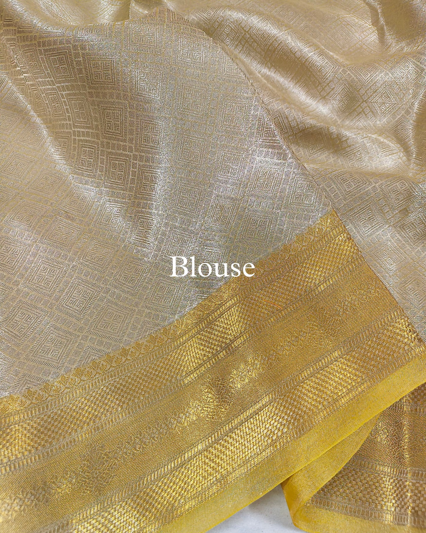 Yellow-Gold Pure Tissue Silk Silver Tanchoi Brocade Banarasi Saree