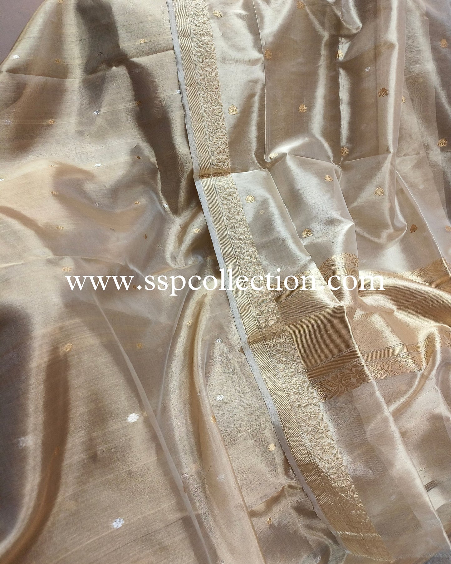 Gold Pure Tissue Silk Banarasi Suit