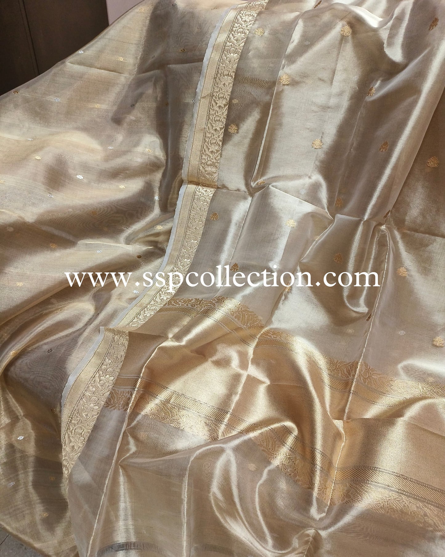 Gold Pure Tissue Silk Banarasi Suit