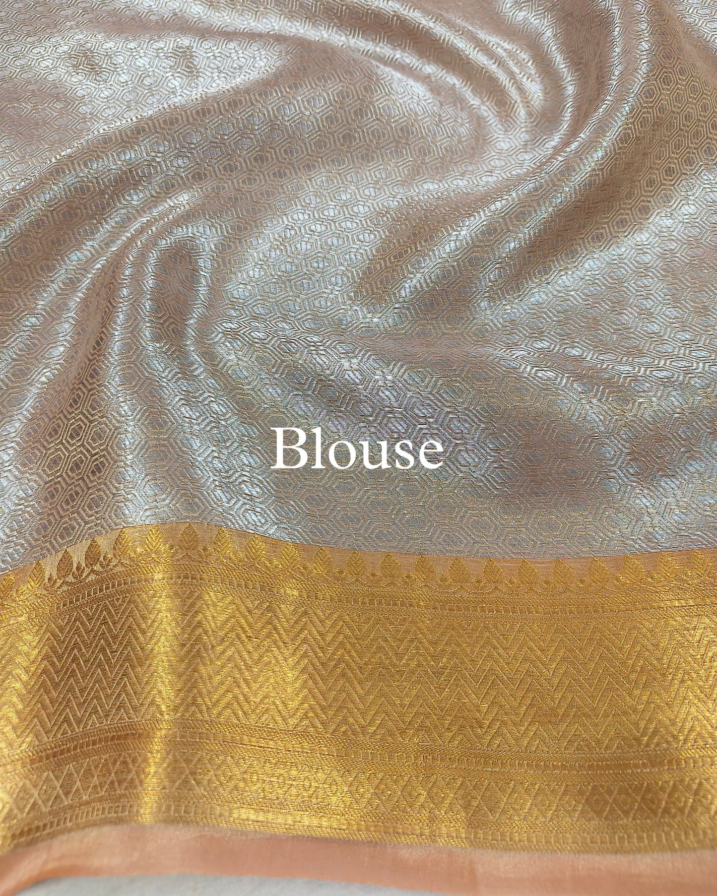 Peach Pure Tissue Silk Silver Tanchoi Brocade Banarasi Saree