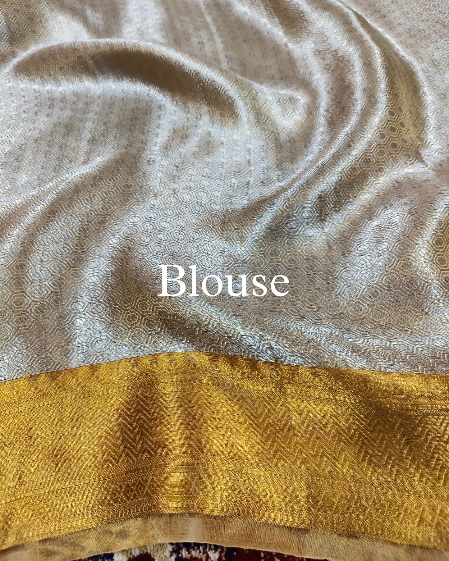 Beige-Gold Pure Tissue Silk Silver Tanchoi Brocade Banarasi Saree