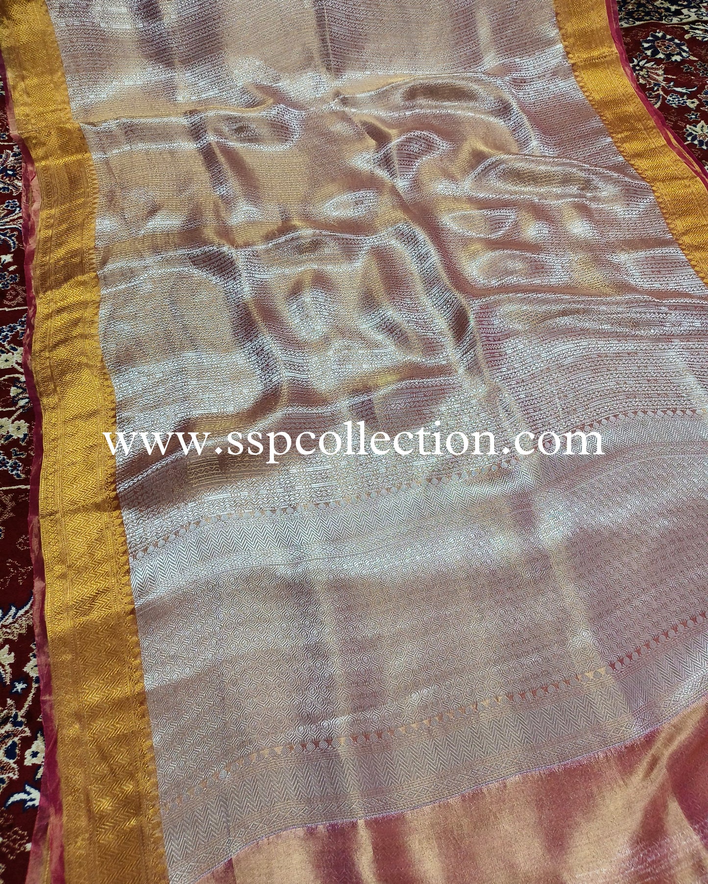 Pink Pure Tissue Silk Silver Tanchoi Brocade Banarasi Saree
