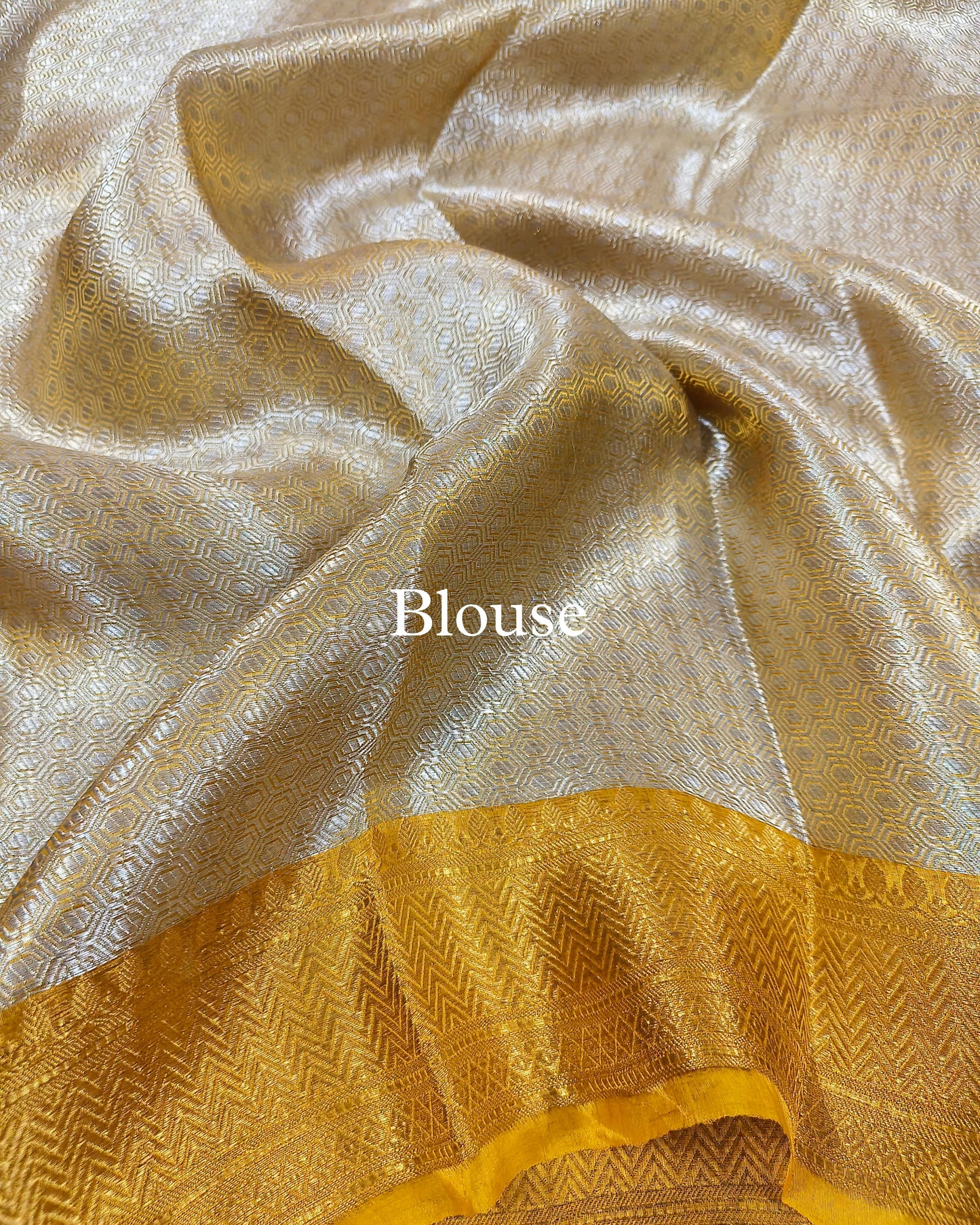 Yellow-Gold Pure Tissue Silk Silver Tanchoi Brocade Banarasi Saree