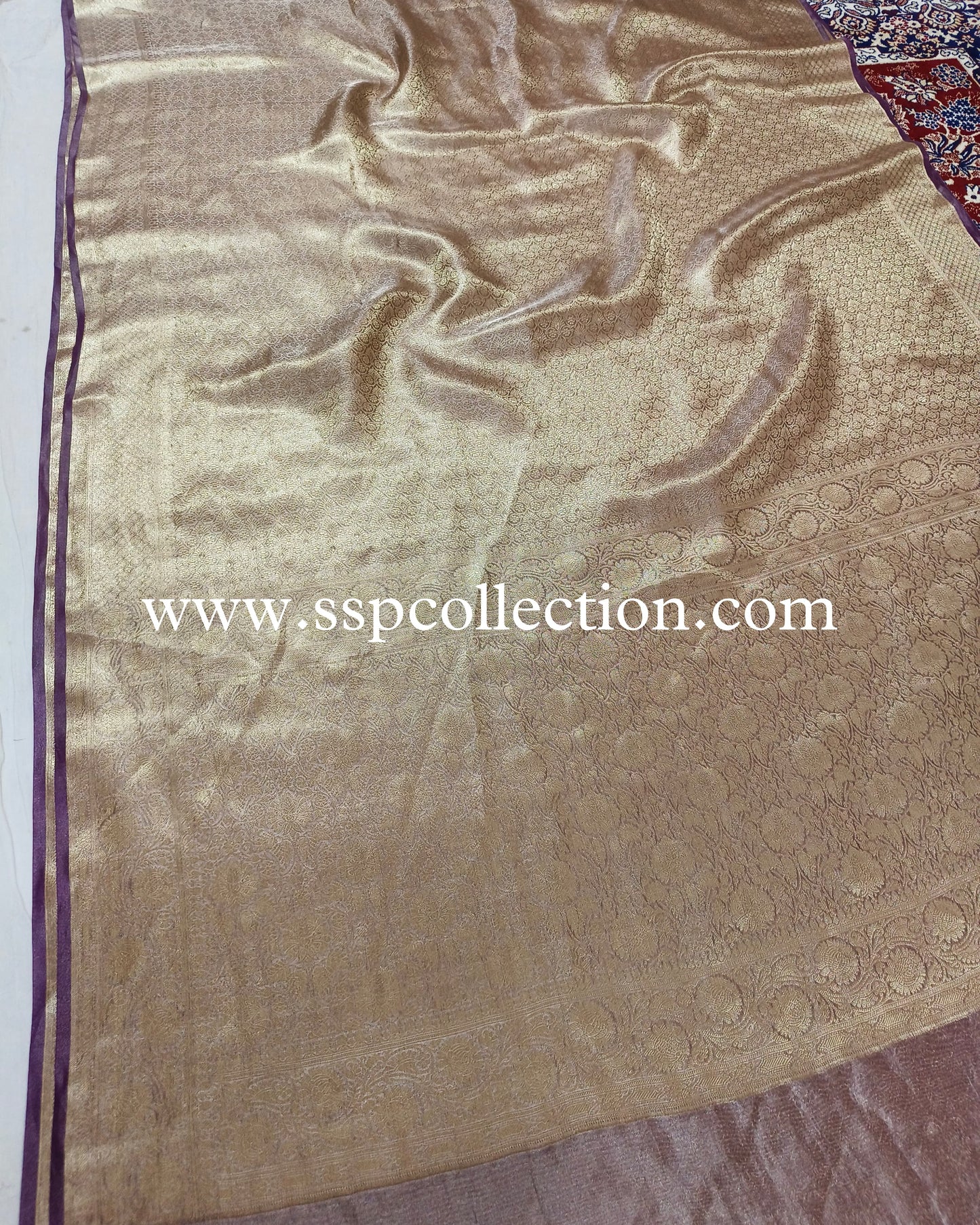 Purple Pure Tissue Silk Golden Tanchoi Brocade Banarasi Saree