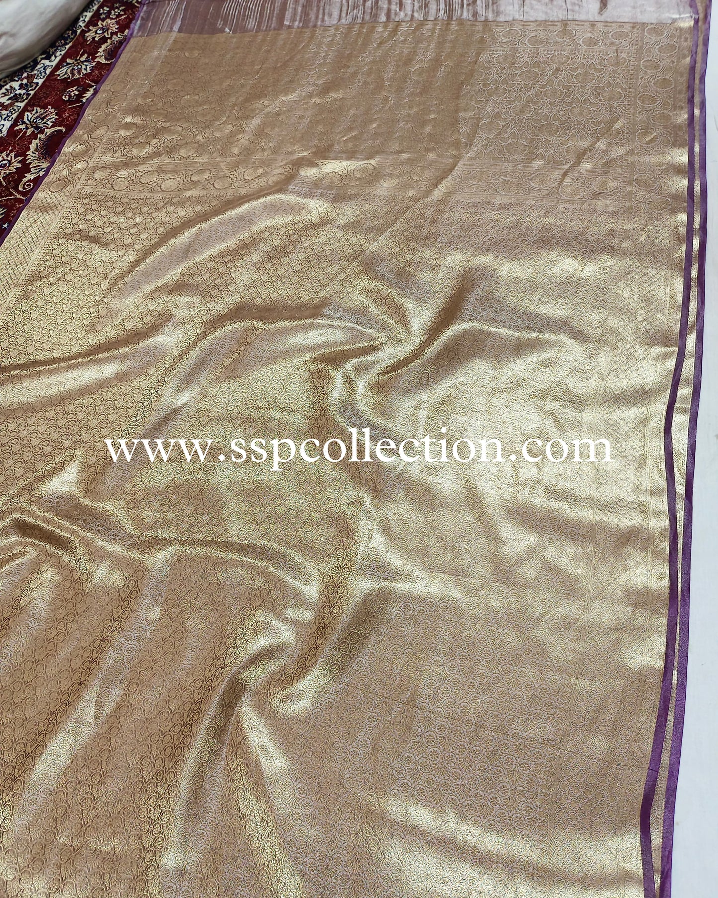 Purple Pure Tissue Silk Golden Tanchoi Brocade Banarasi Saree