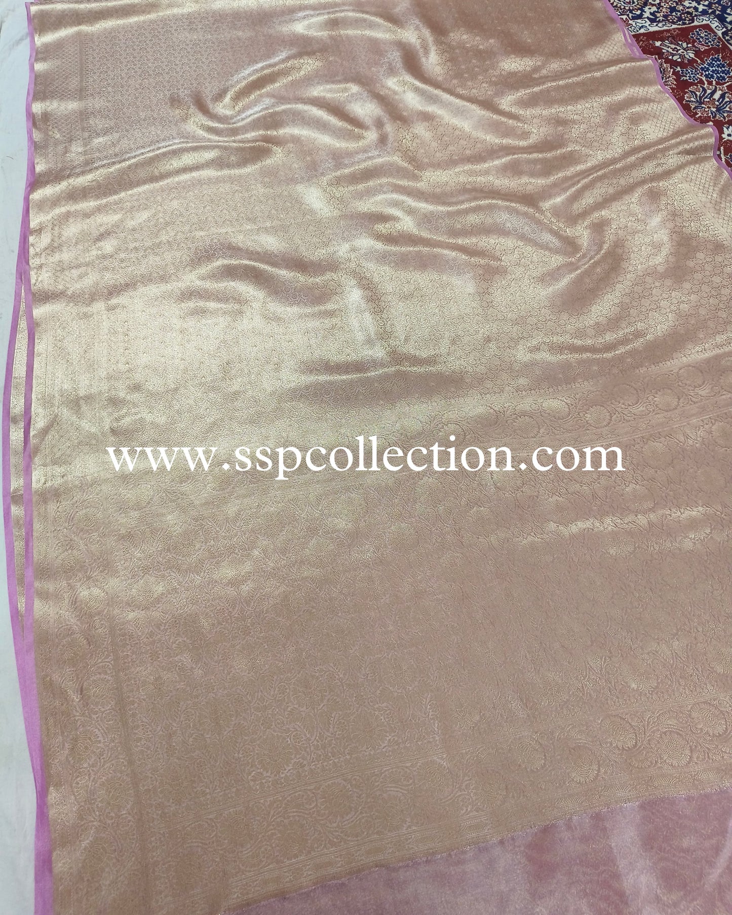 Light-Pink Pure Tissue Silk Golden Tanchoi Brocade Banarasi Saree