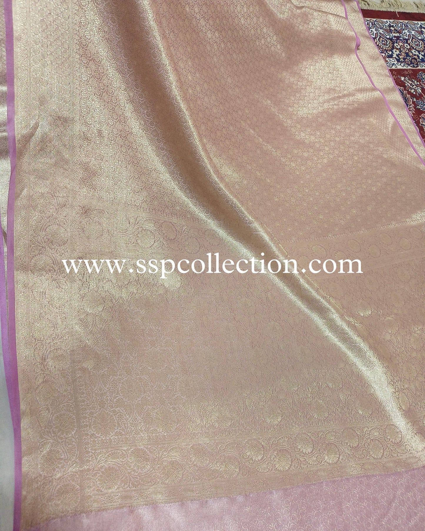 Light-Pink Pure Tissue Silk Golden Tanchoi Brocade Banarasi Saree