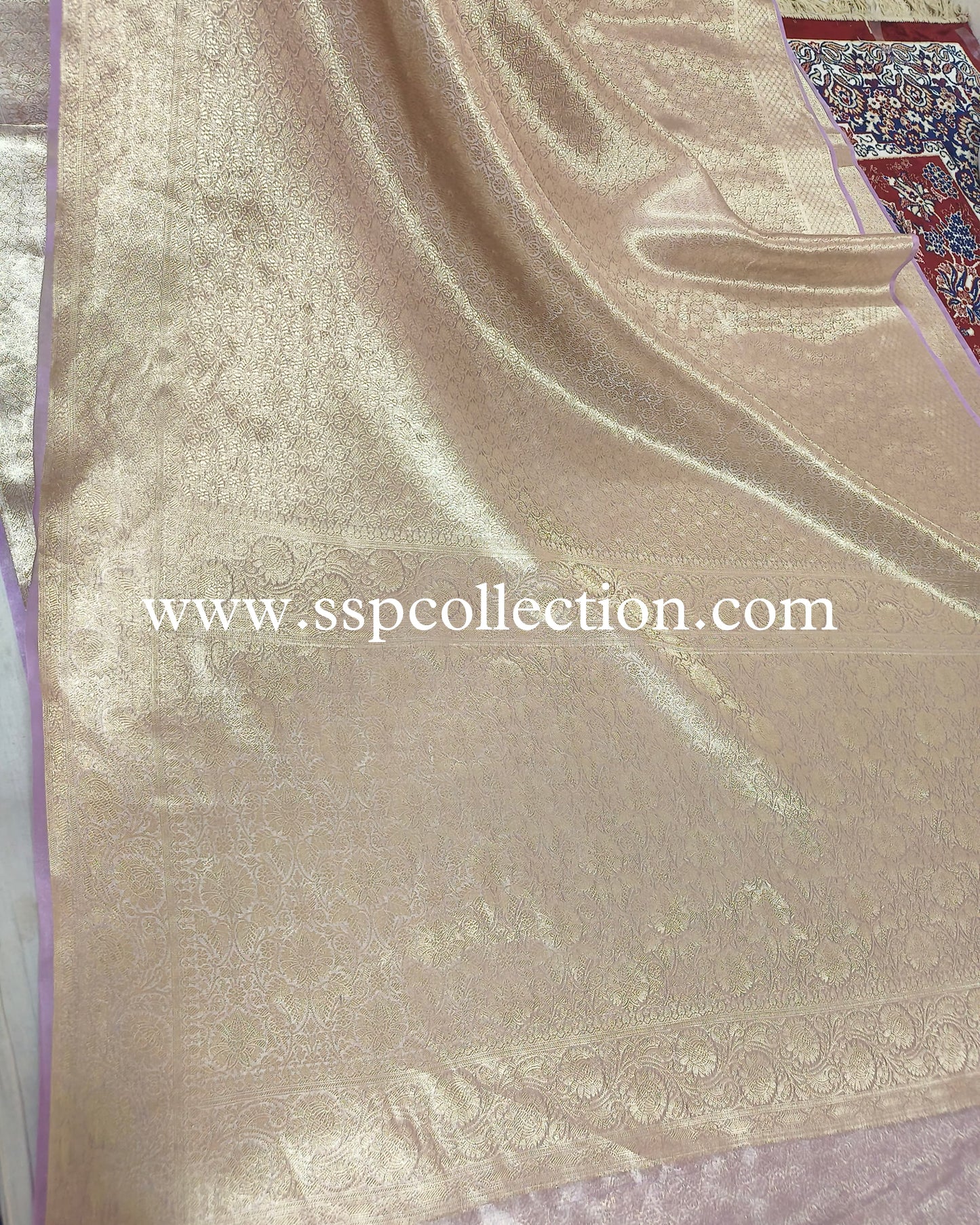 Lavender Pure Tissue Silk Golden Tanchoi Brocade Banarasi Saree