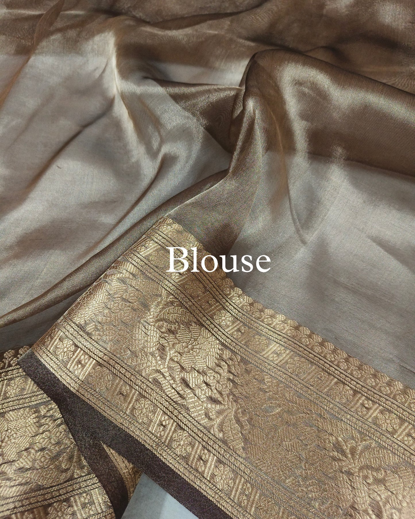 Metallic-Bronze Pure Tissue Silk Banarasi Saree