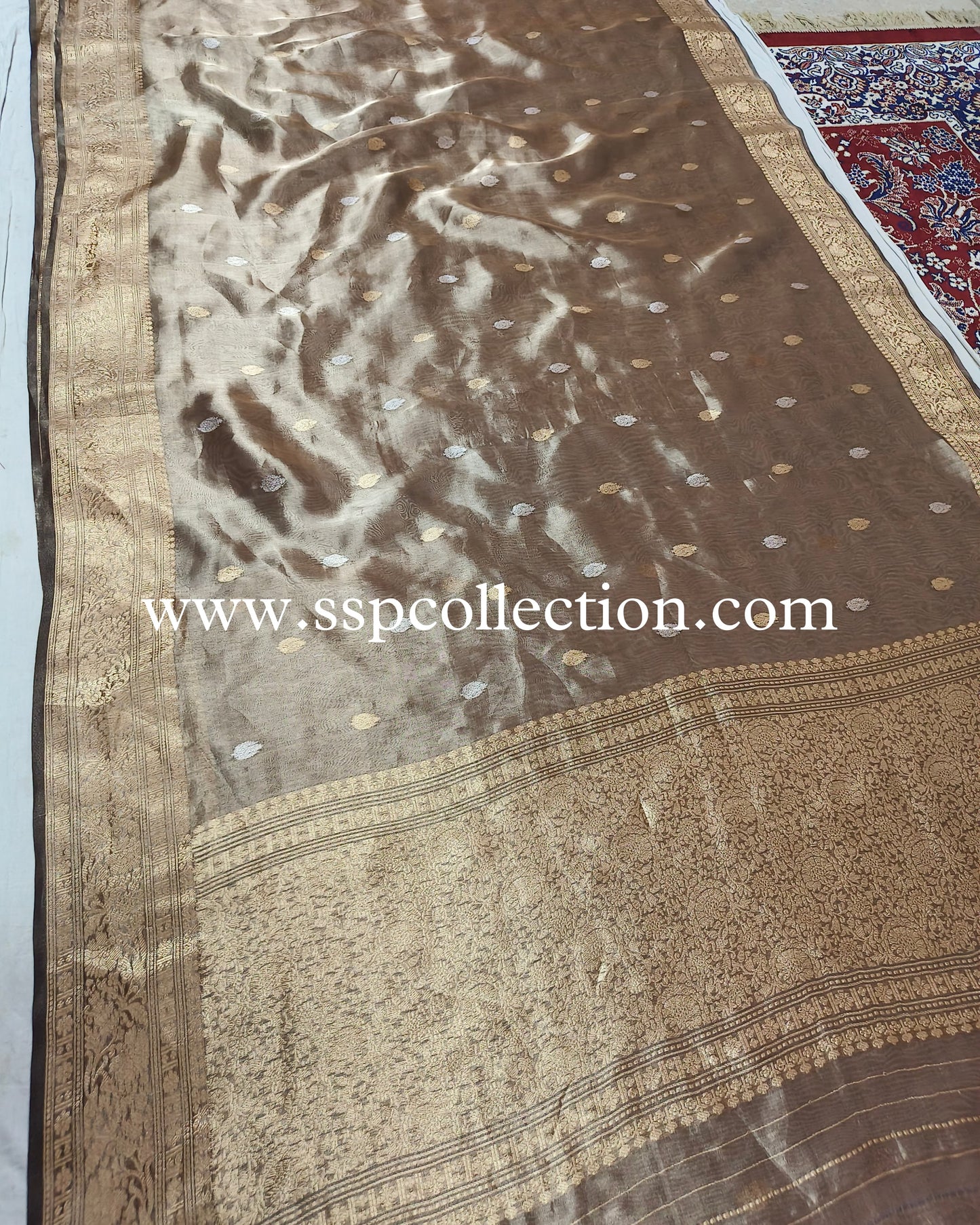 Metallic-Bronze Pure Tissue Silk Banarasi Saree