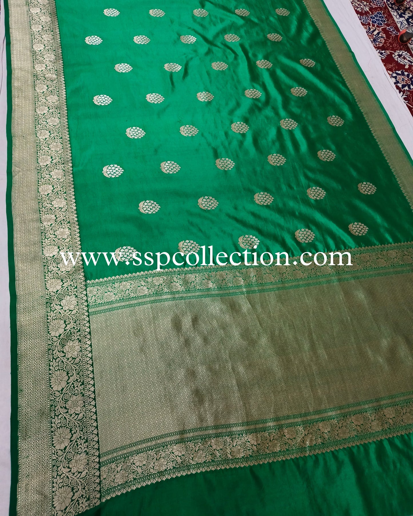 Green Pure Mango Silk Banarasi Alfi Saree