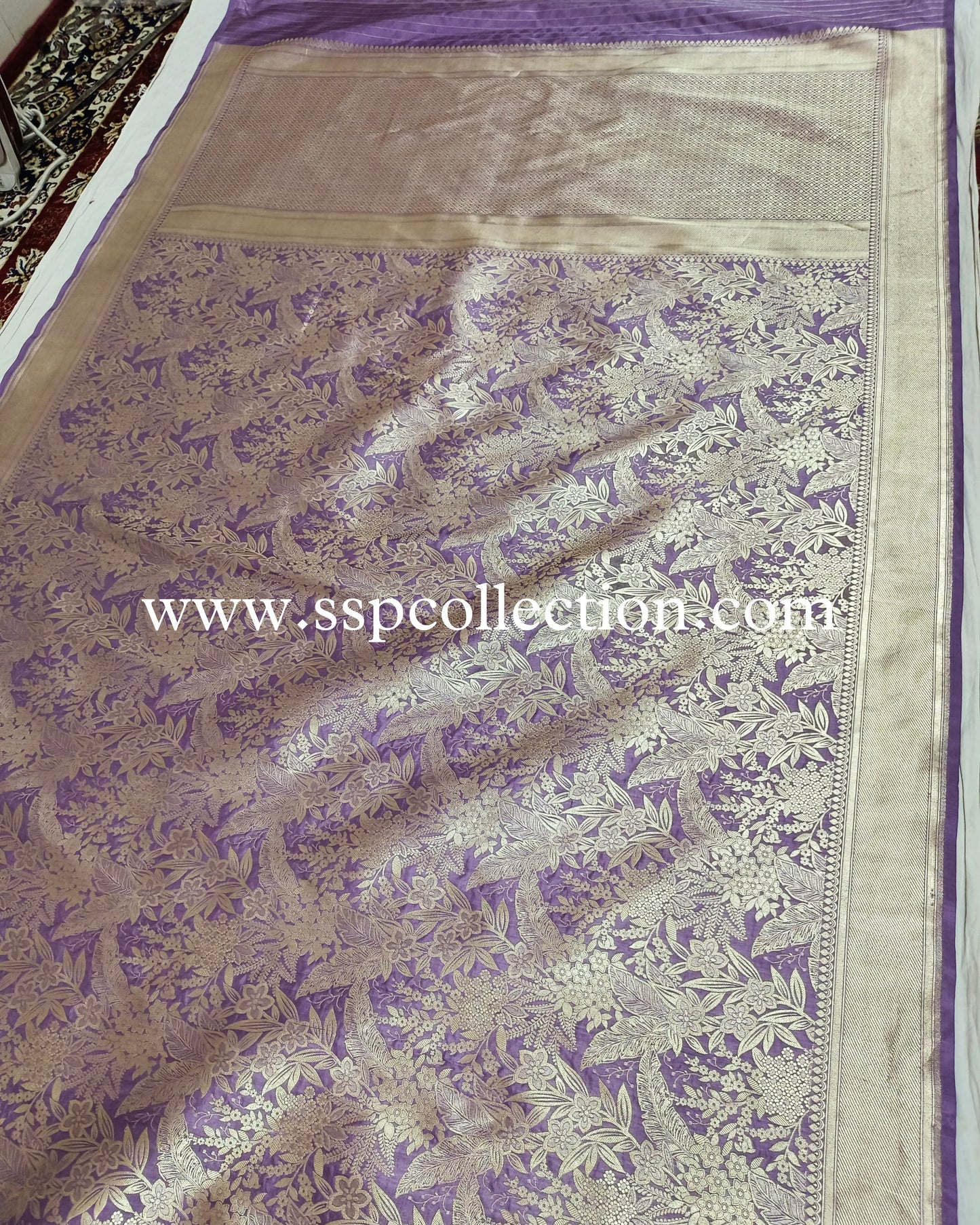 Lavender Pure Katan Silk Brocade Banarasi Saree