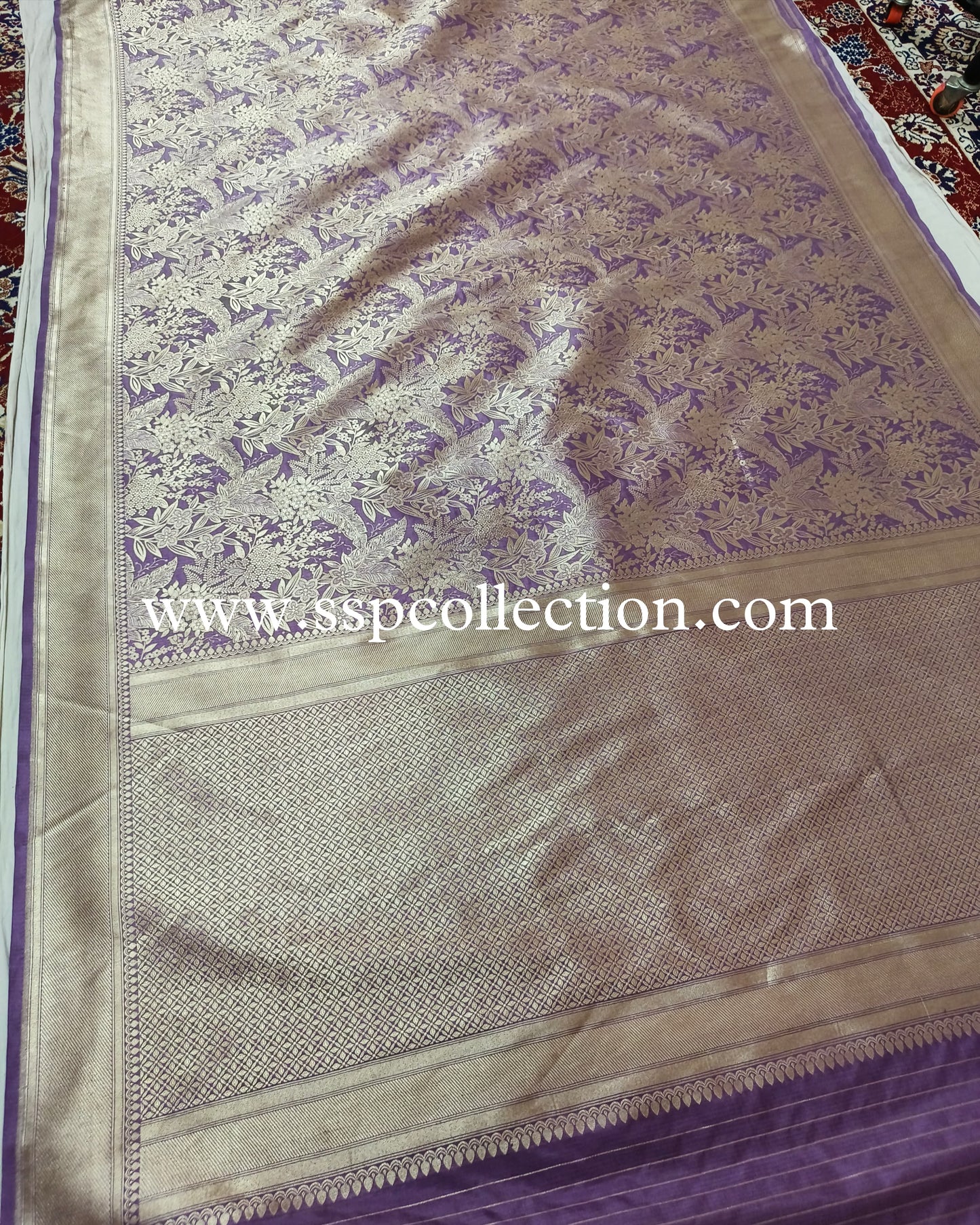 Lavender Pure Katan Silk Brocade Banarasi Saree