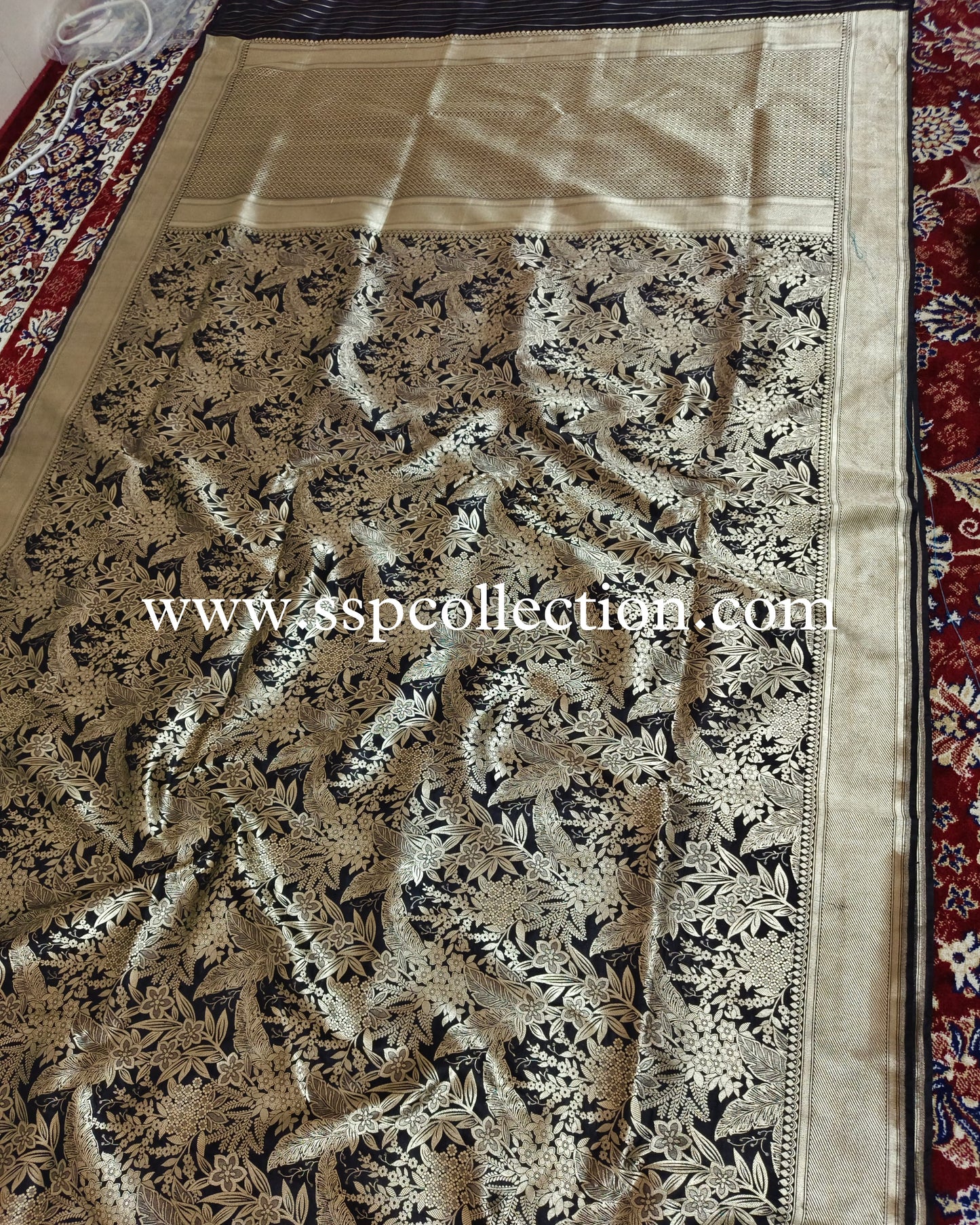 Black Pure Katan Silk Brocade Banarasi Saree