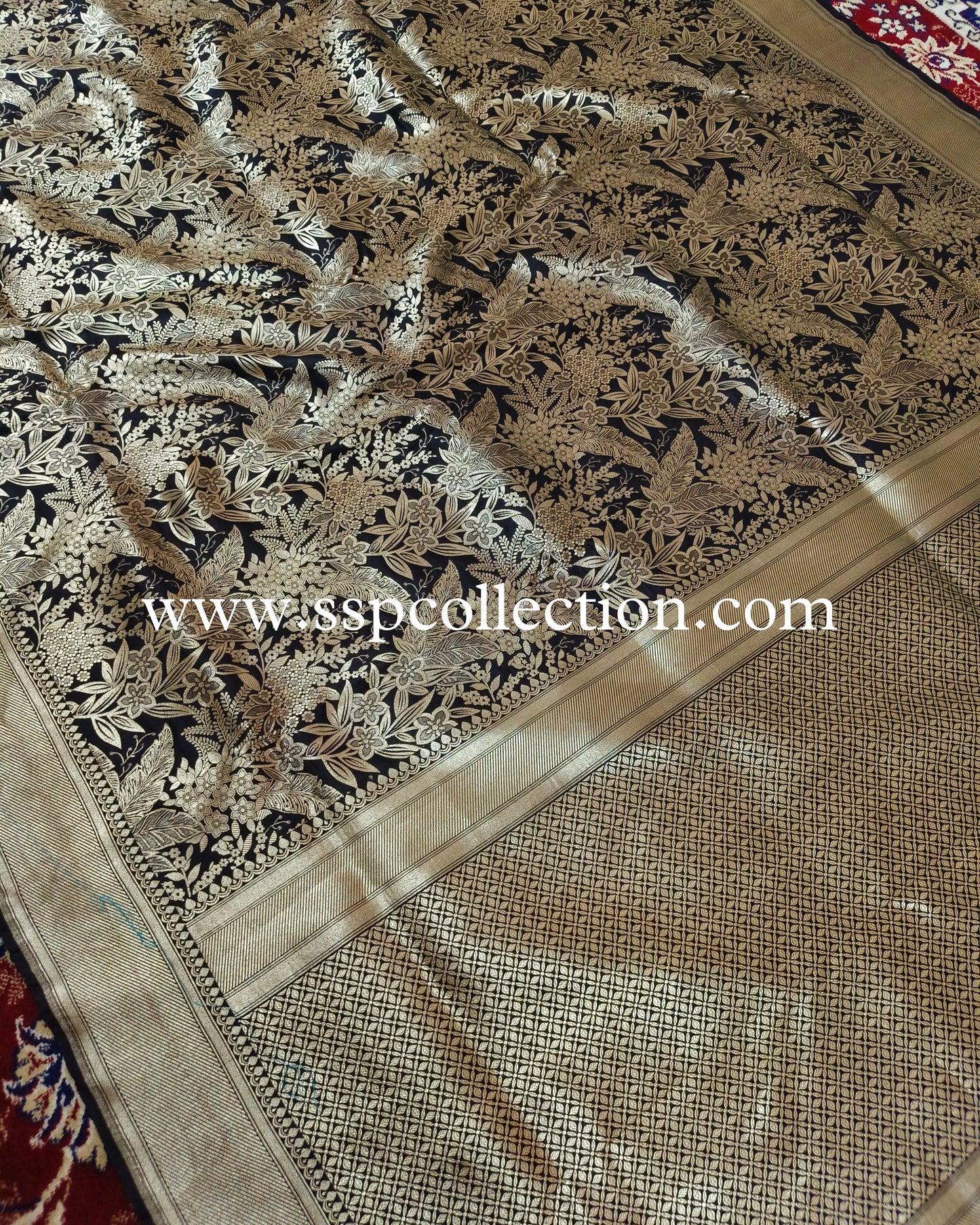 Black Pure Katan Silk Brocade Banarasi Saree