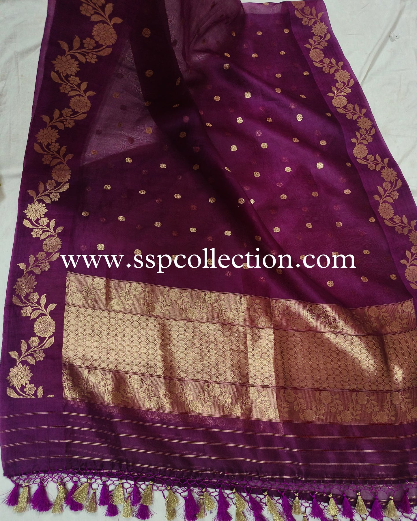 Wine Pure Kora Silk Banarasi Dupatta