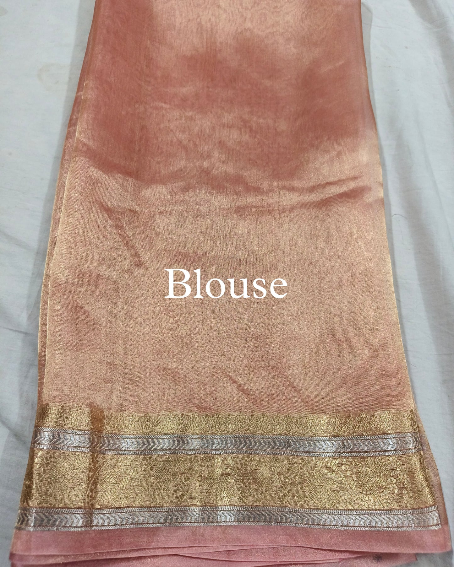 Rose-Pink Pure Tissue Silk Banarasi Saree