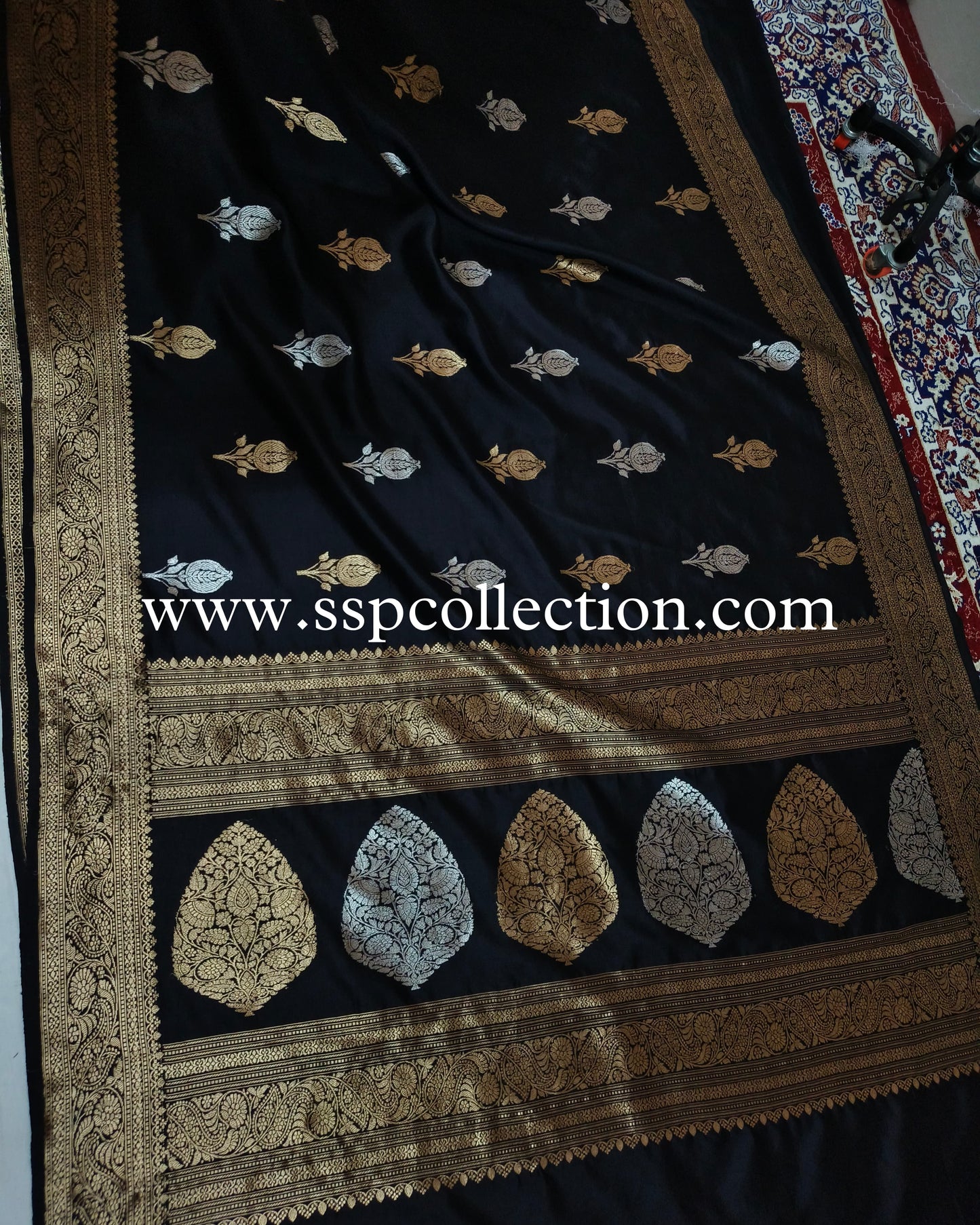 Black Pure Mango Silk Banarasi Saree