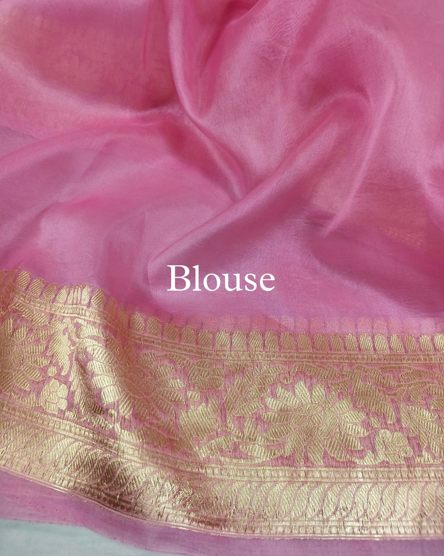 Rose-Pink Pure Kora Silk Banarasi Saree