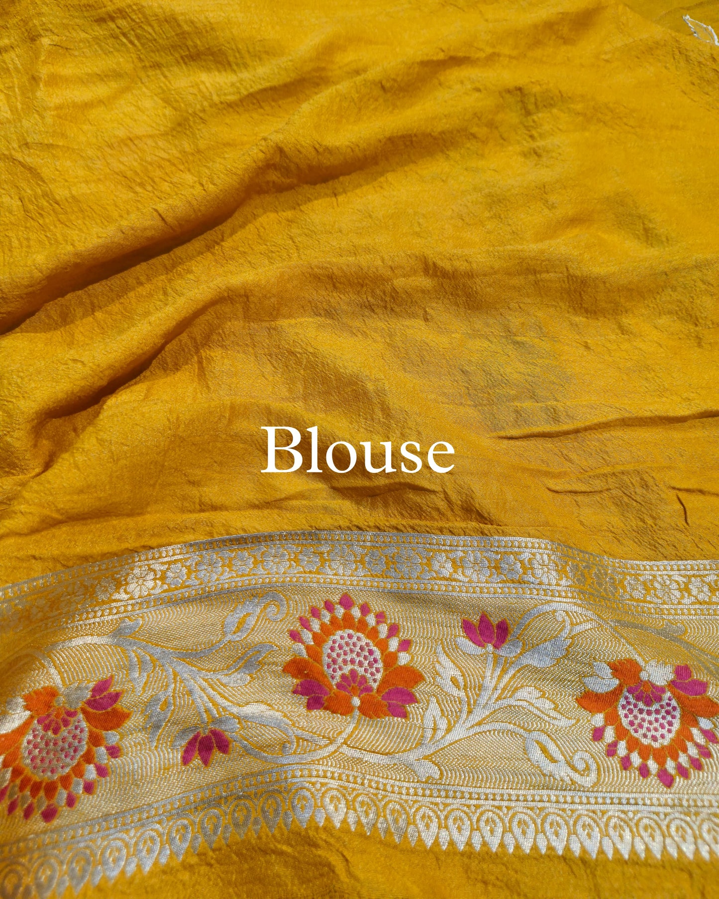 Mango-Yellow Pure Tussar Georgette Banarasi Saree