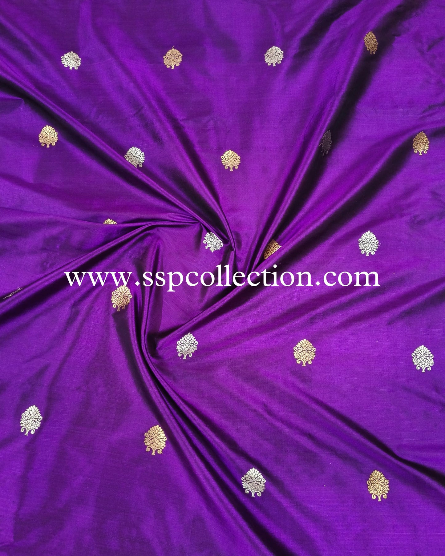 Purple Pure Katan Silk Banarasi Fabric