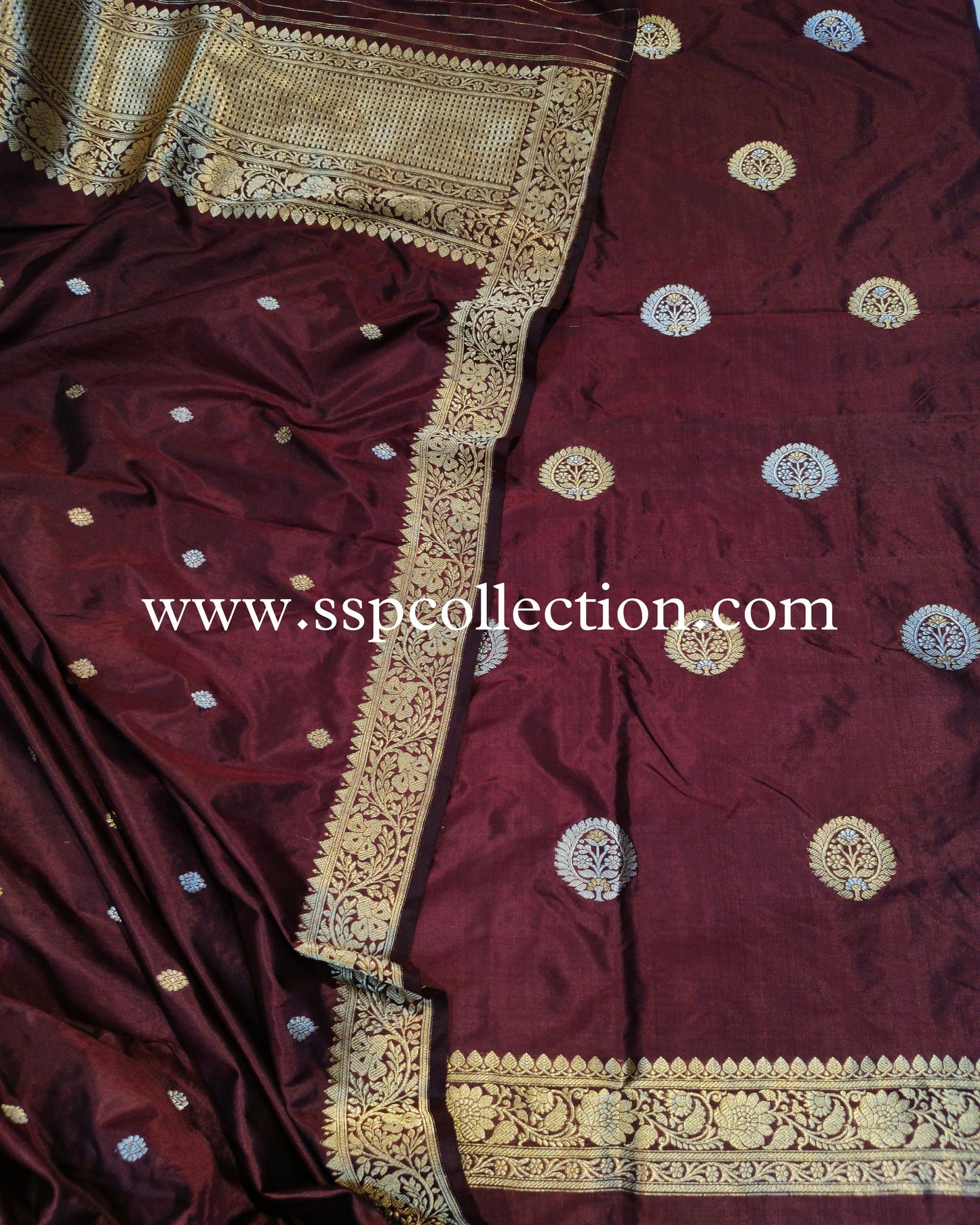 Wine Pure Katan Silk Banarasi Suit