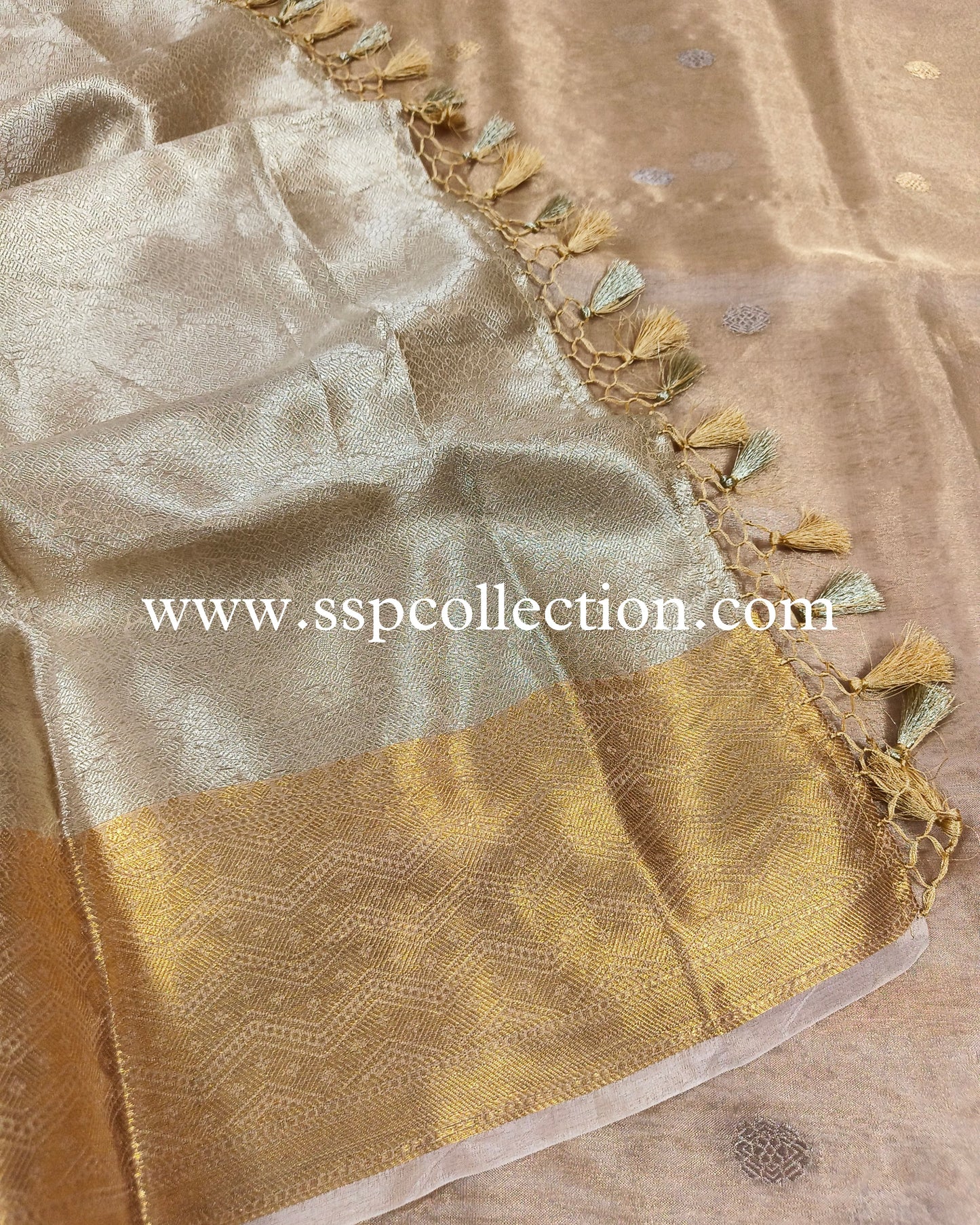 Gold Pure Tissue Silk Banarasi Suit