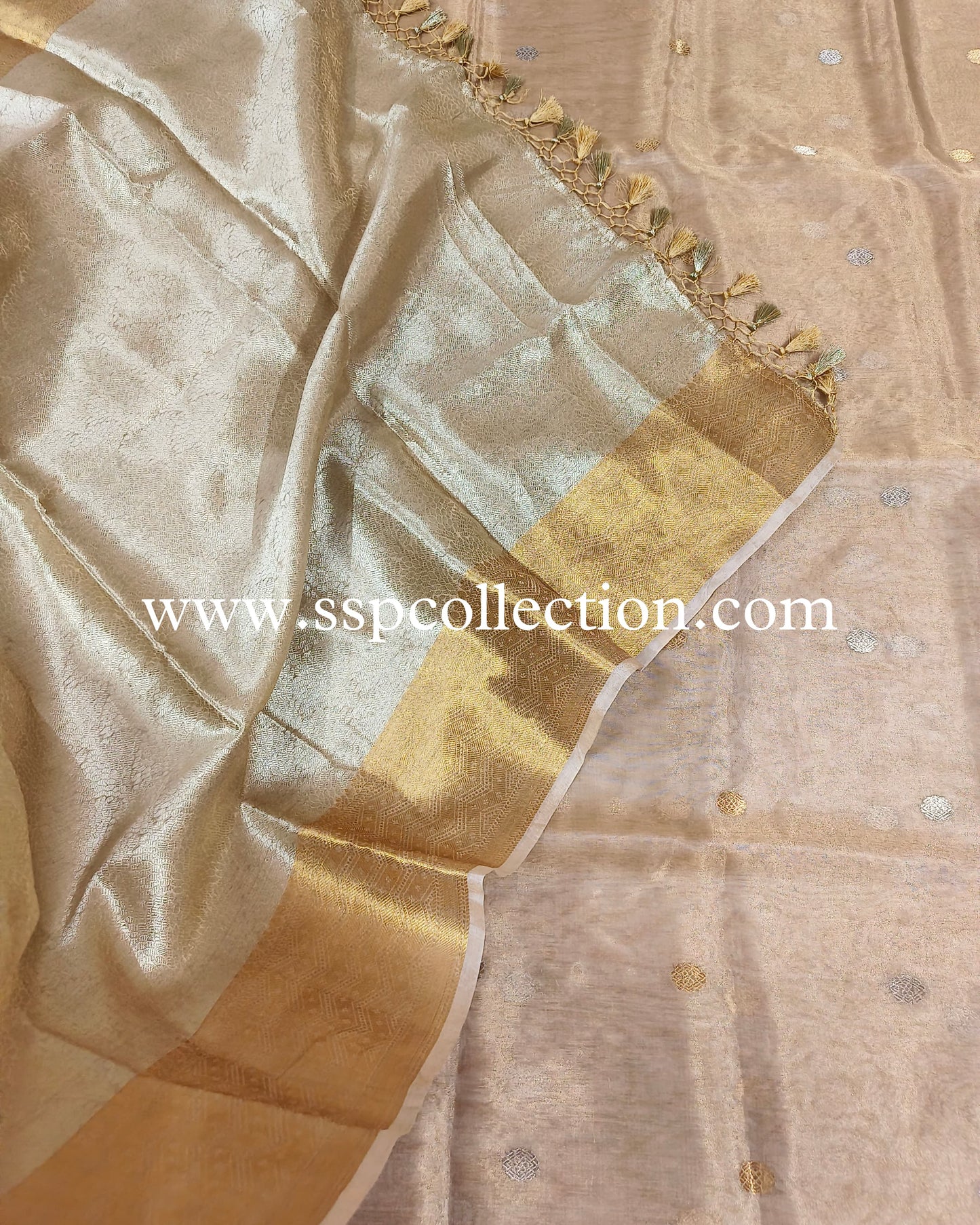 Gold Pure Tissue Silk Banarasi Suit