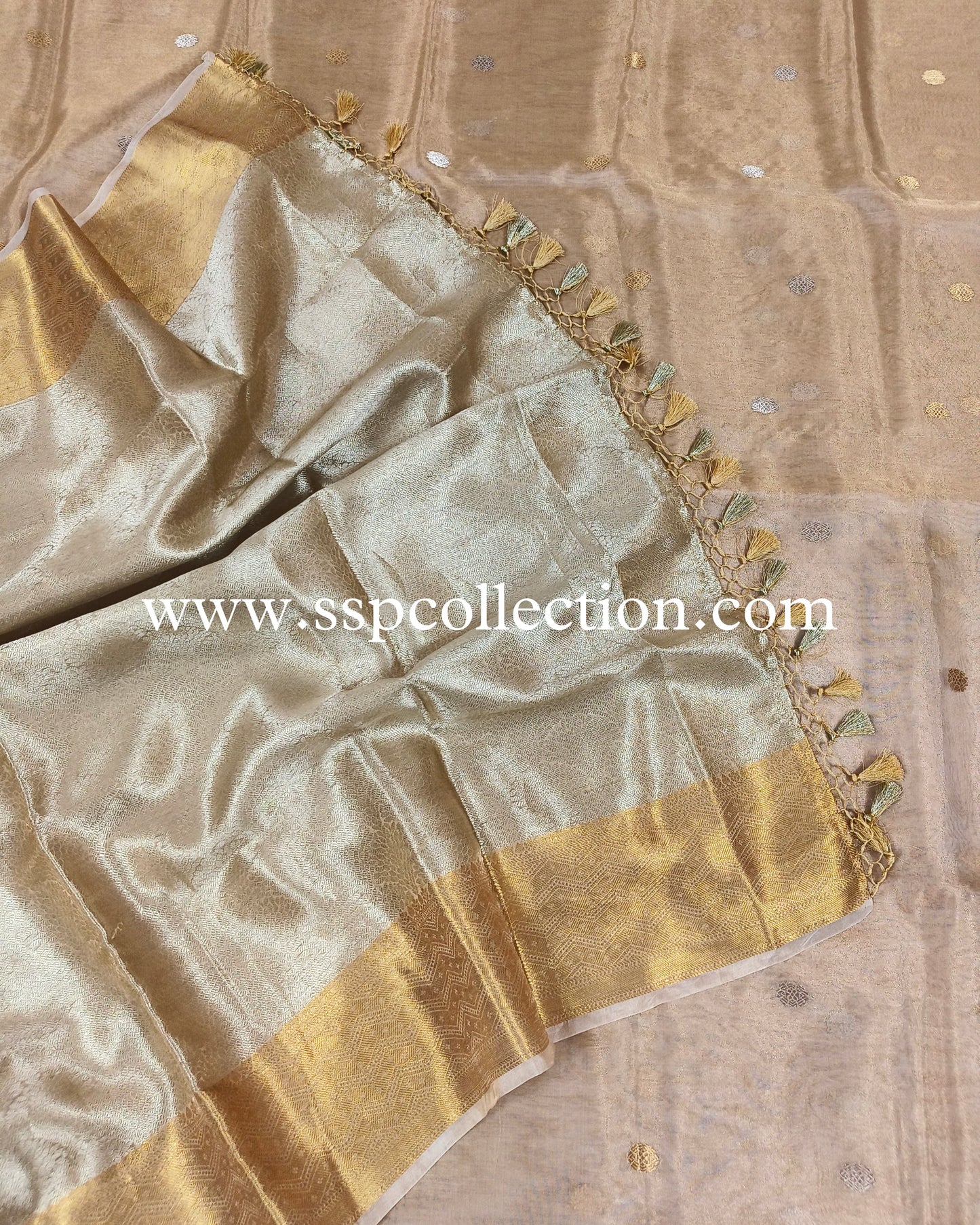 Gold Pure Tissue Silk Banarasi Suit