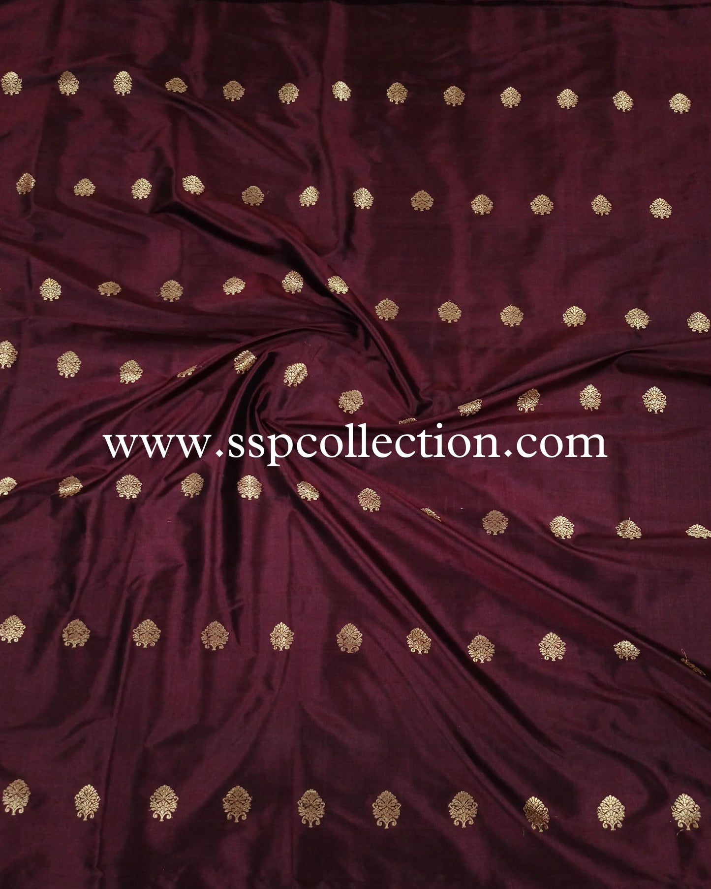 Dark-Maroon Pure Katan Silk Banarasi Fabric