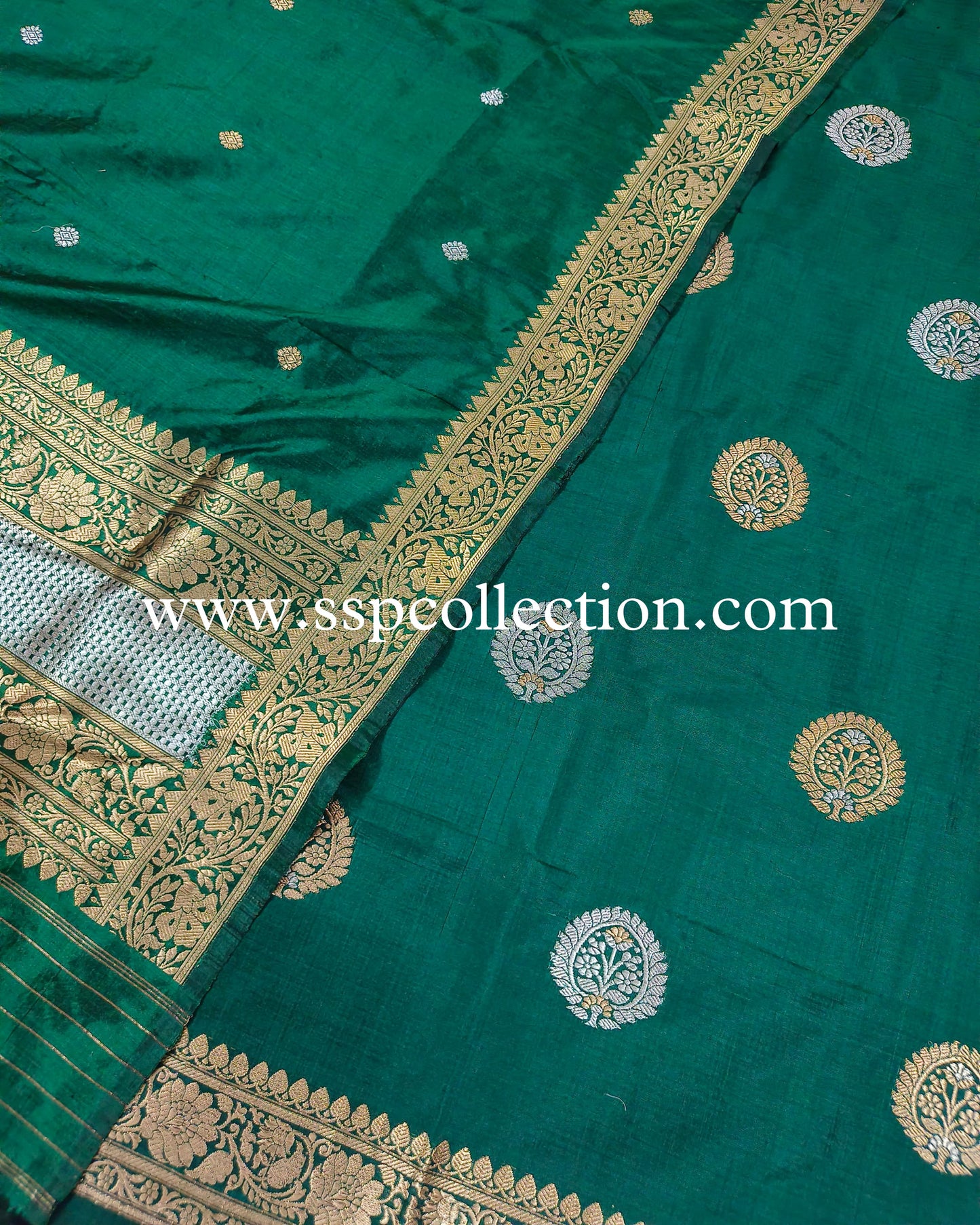 Bottle-Green Pure Katan Silk Banarasi Suit