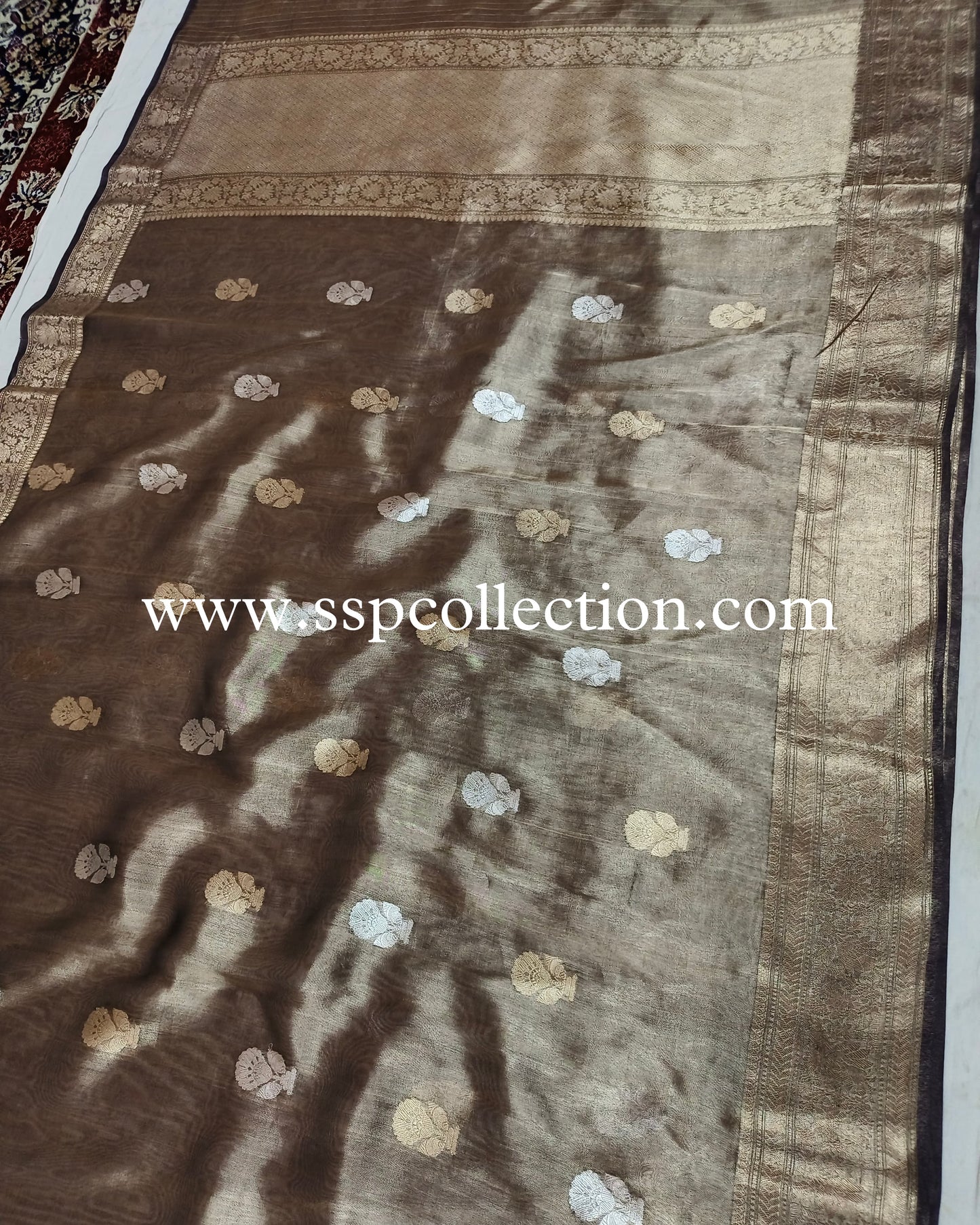 Midnight-Blue Pure Tissue Silk Banarasi Saree