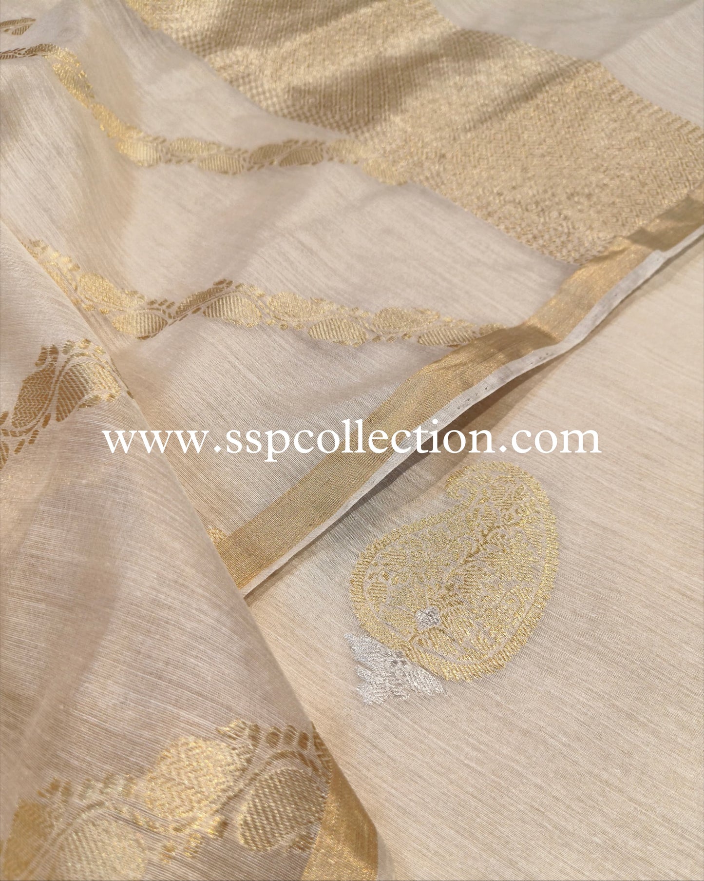 Beige Pure Moonga Silk Banarasi Suit
