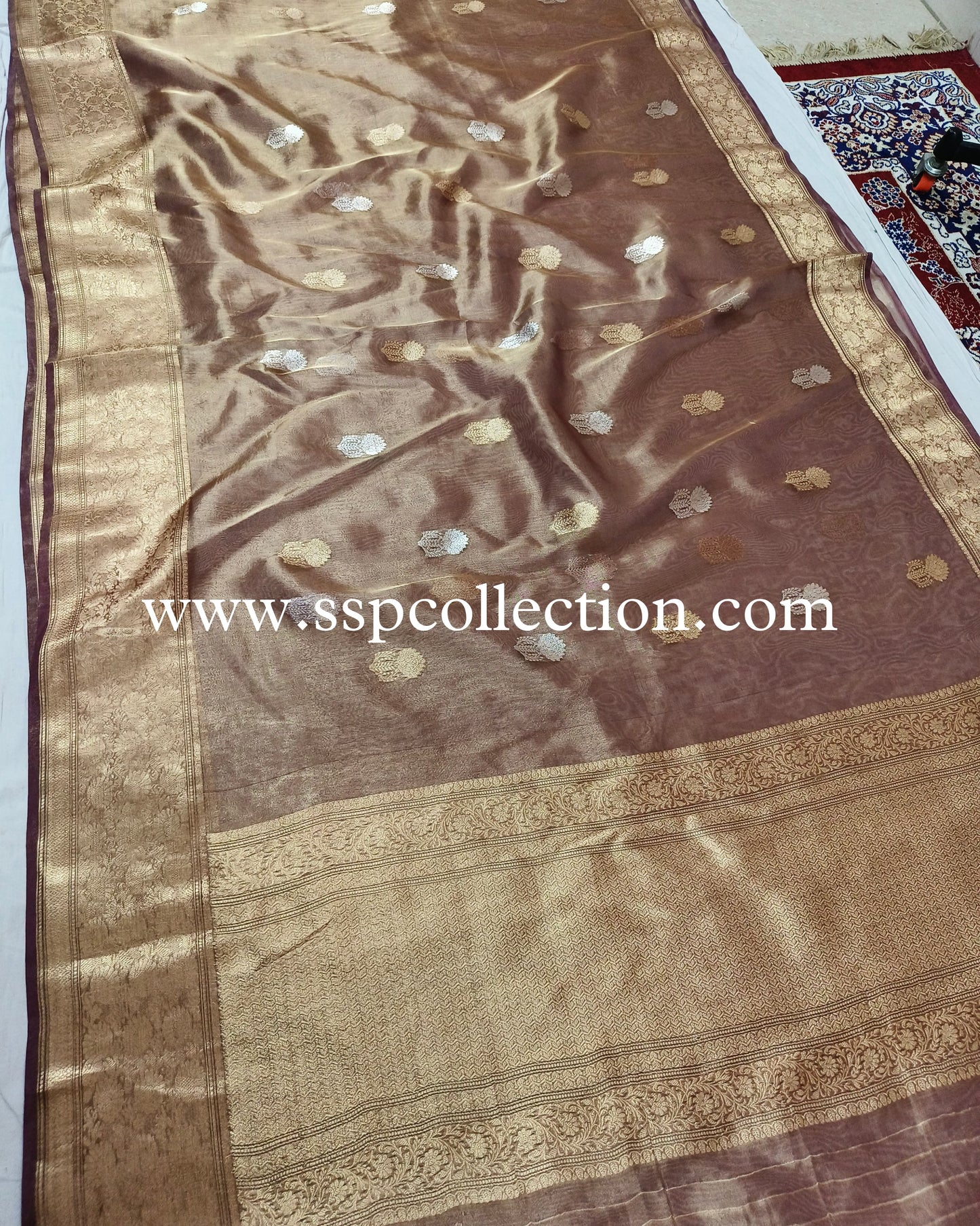 Wine Pure Tissue Silk Banarasi Saree