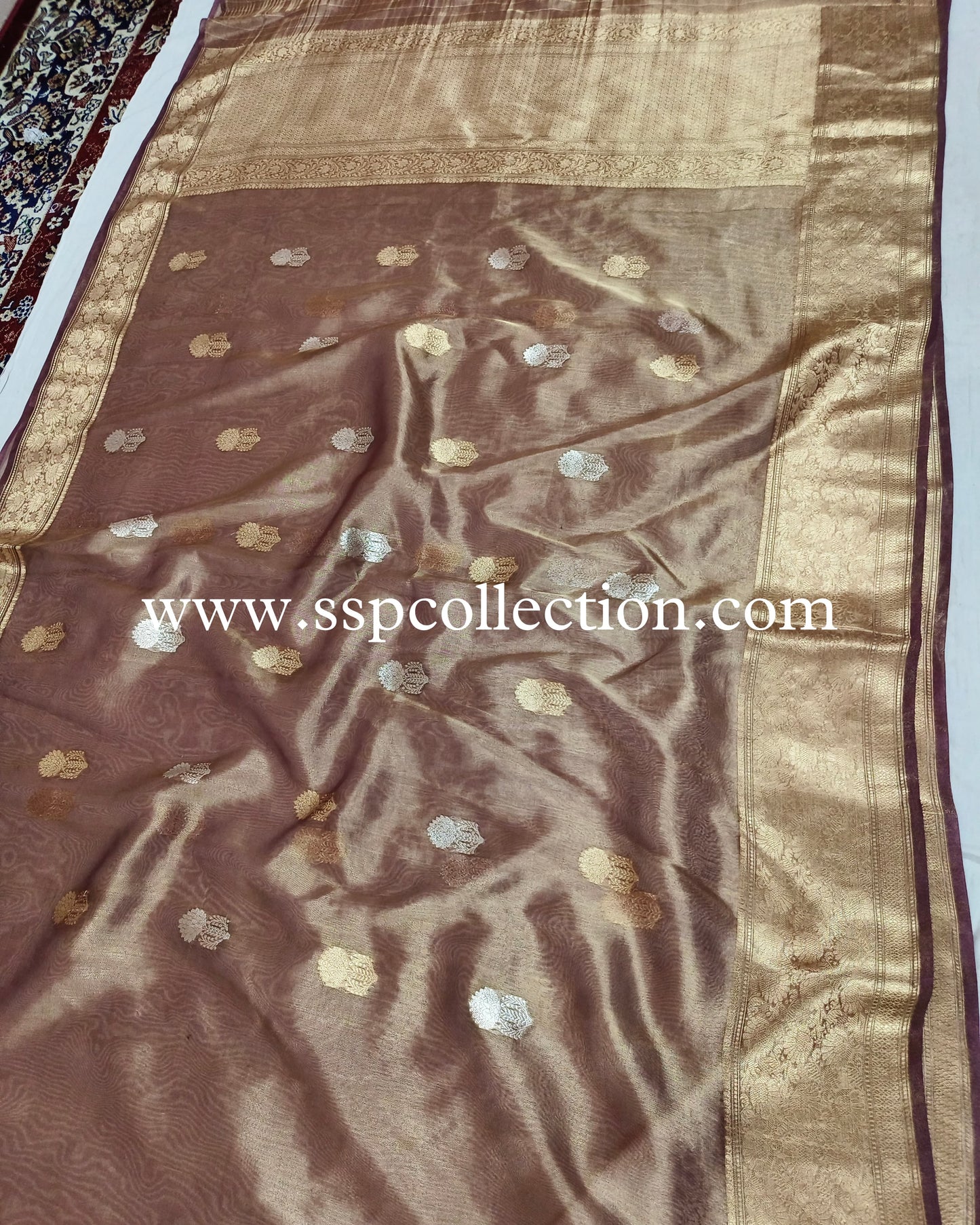 Wine Pure Tissue Silk Banarasi Saree