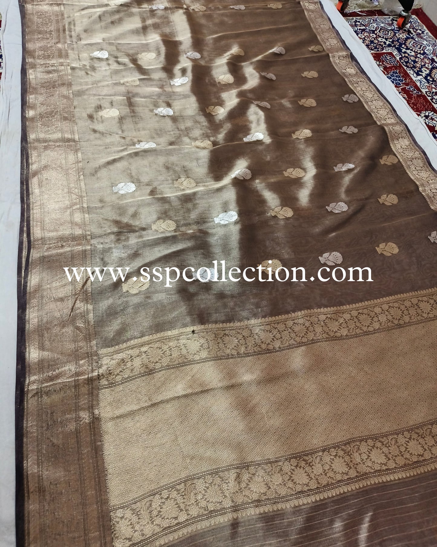 Midnight-Blue Pure Tissue Silk Banarasi Saree