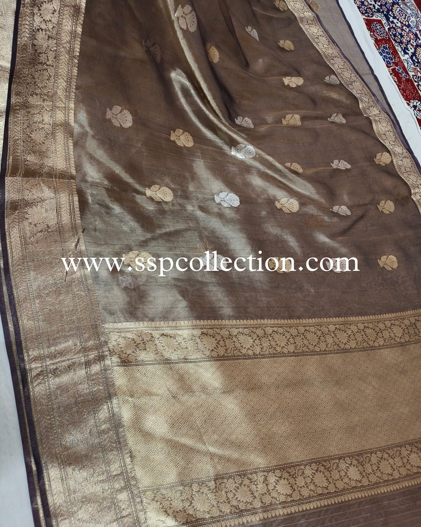 Midnight-Blue Pure Tissue Silk Banarasi Saree