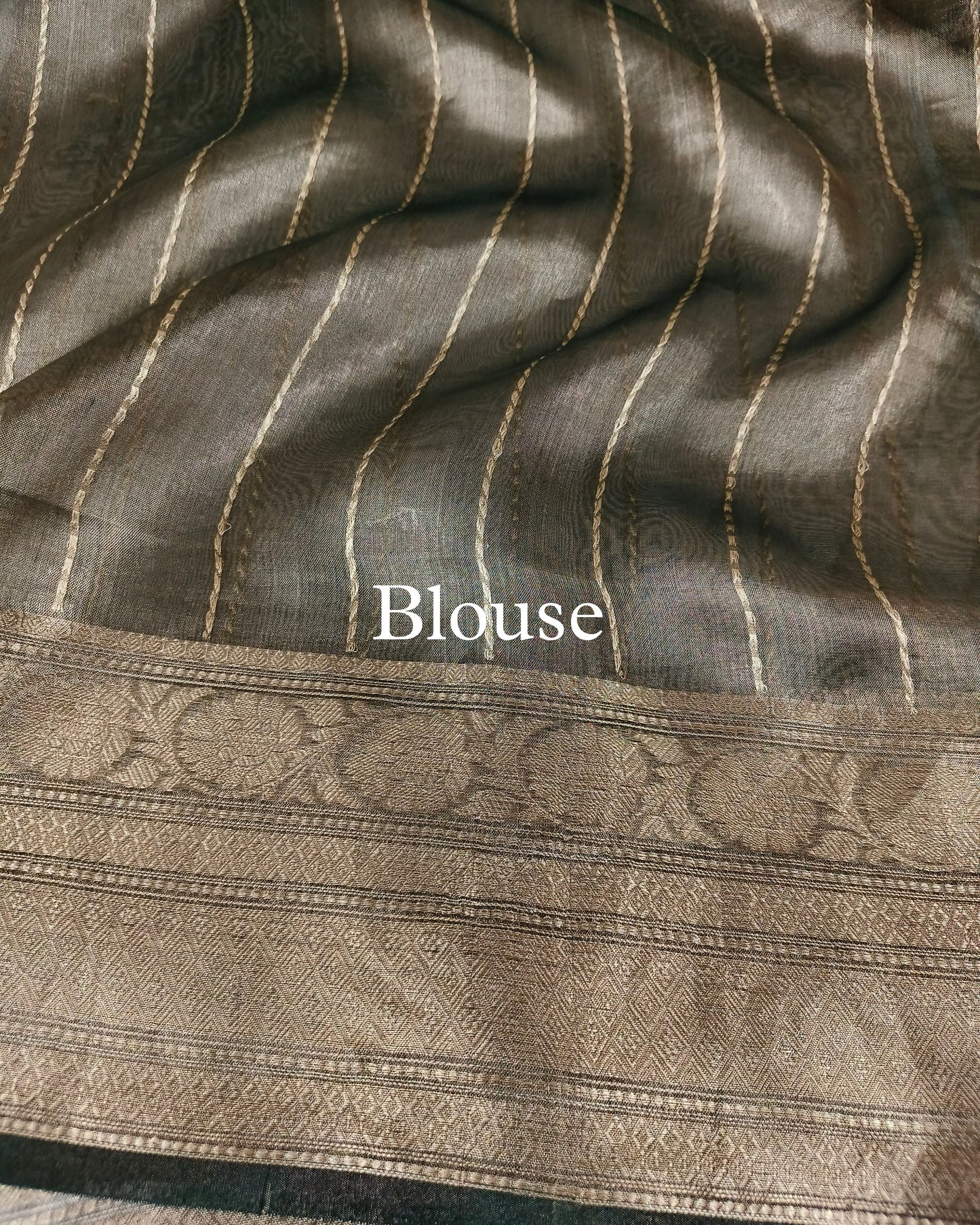 Bottle-Green Pure Tissue Silk Banarasi Saree