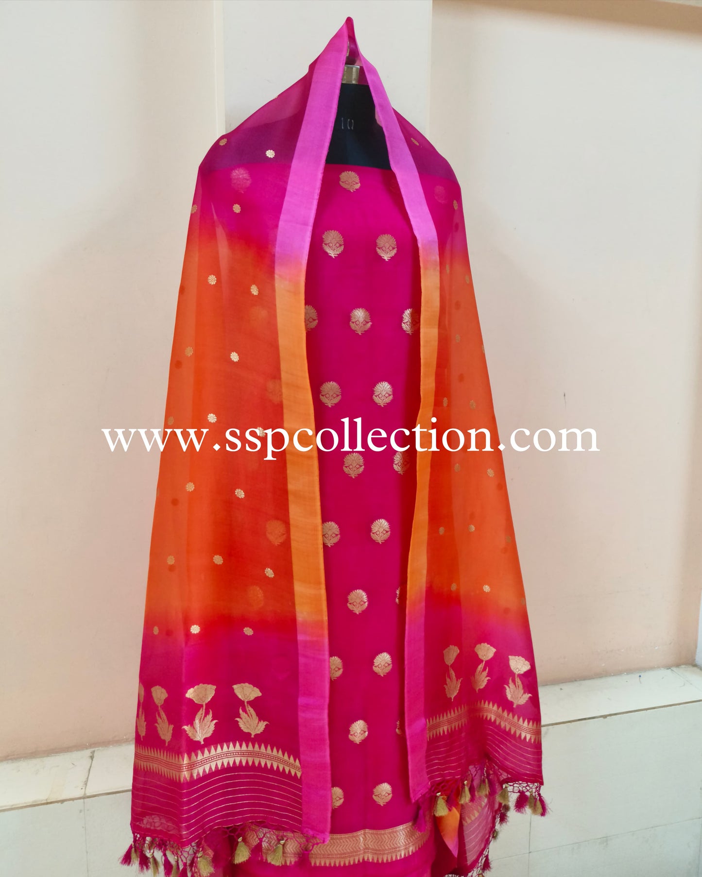 Ombrey-Dye Pure Kora Silk Banarasi Suit