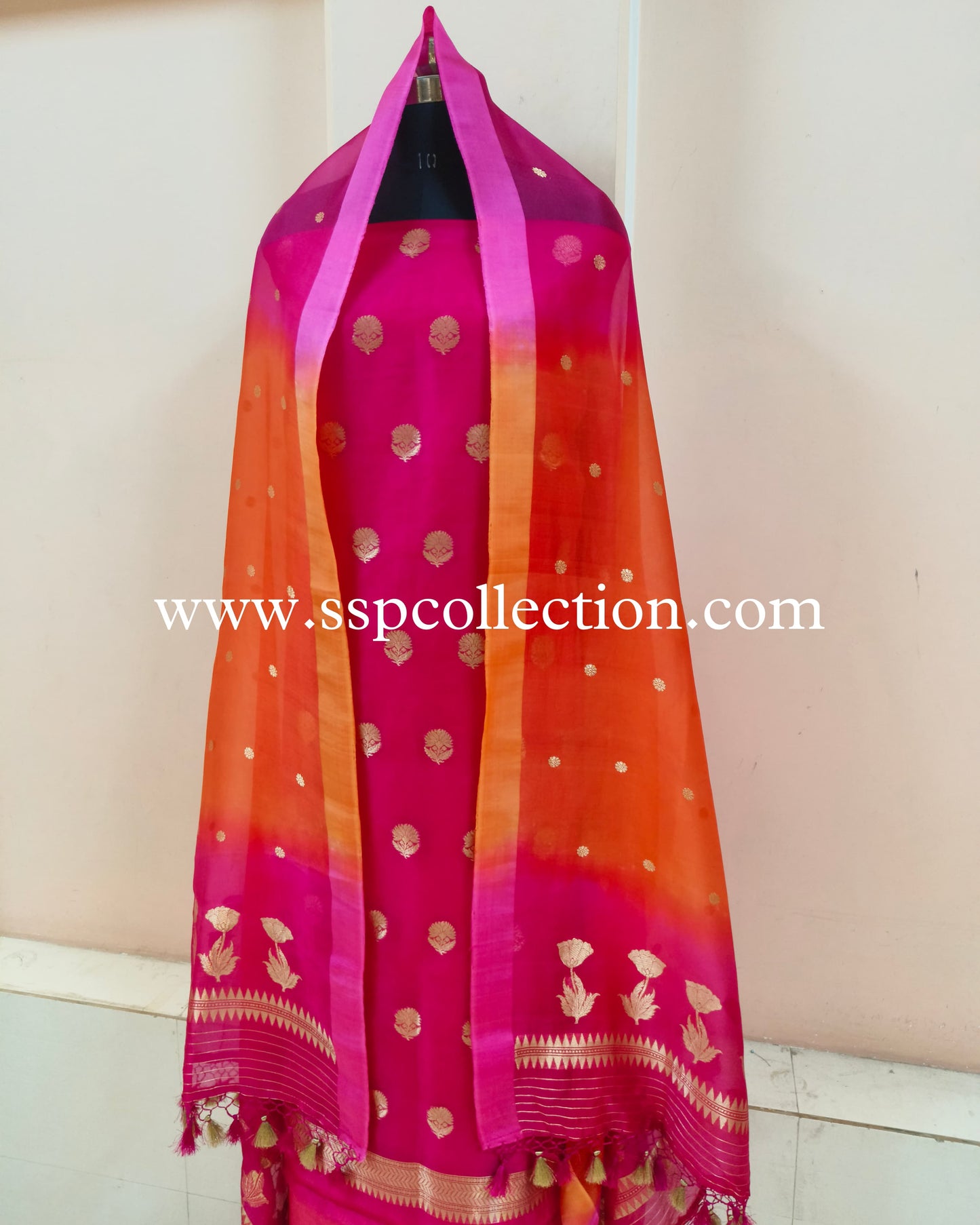 Ombrey-Dye Pure Kora Silk Banarasi Suit