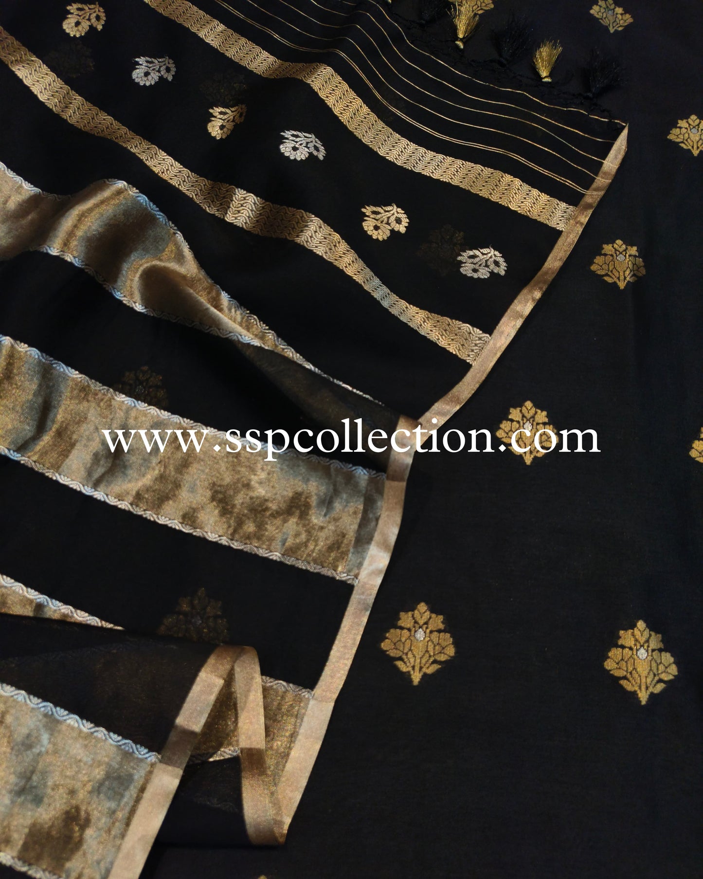 Black Handwoven Pure Banarasi Silk Suit