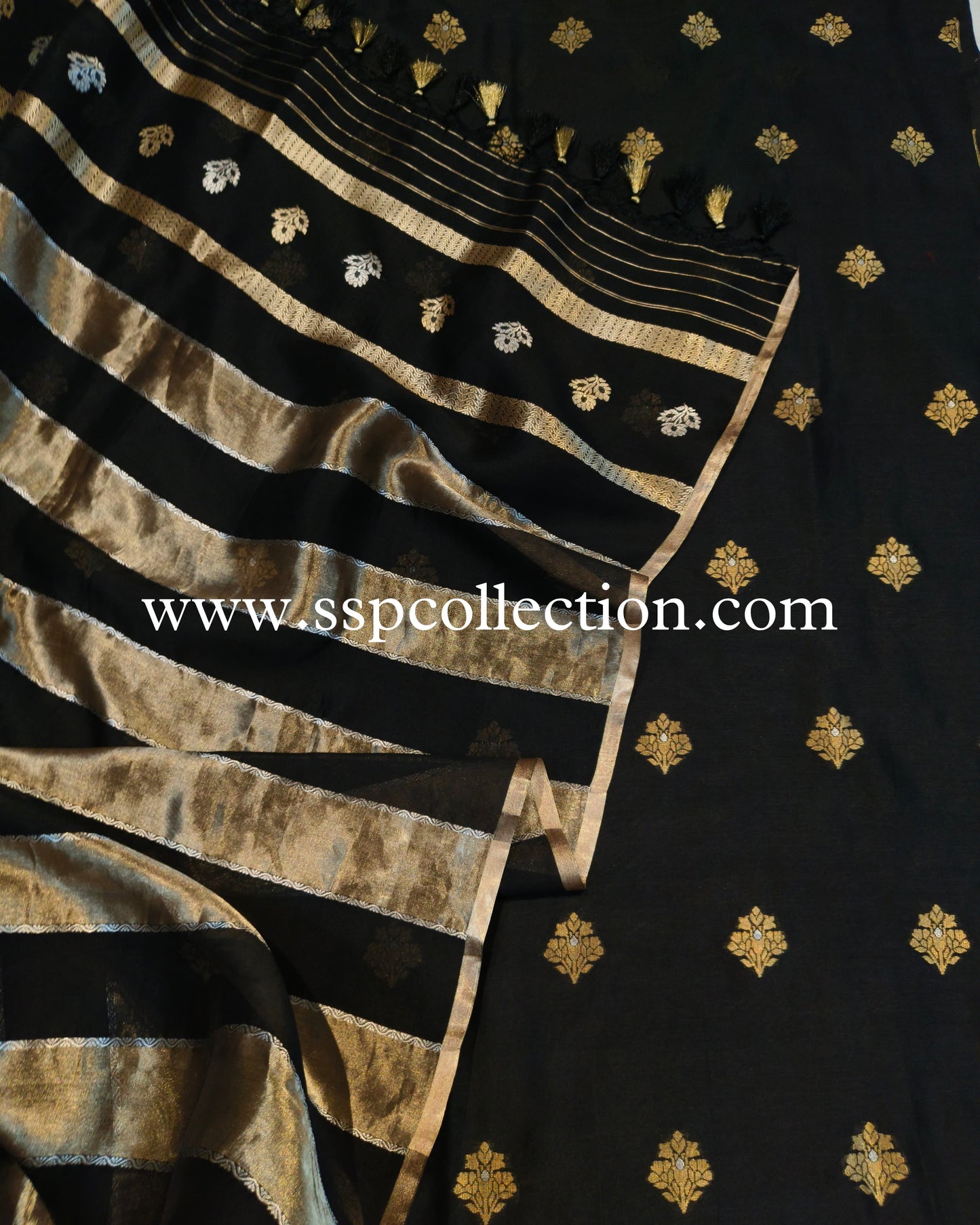 Black Handwoven Pure Banarasi Silk Suit